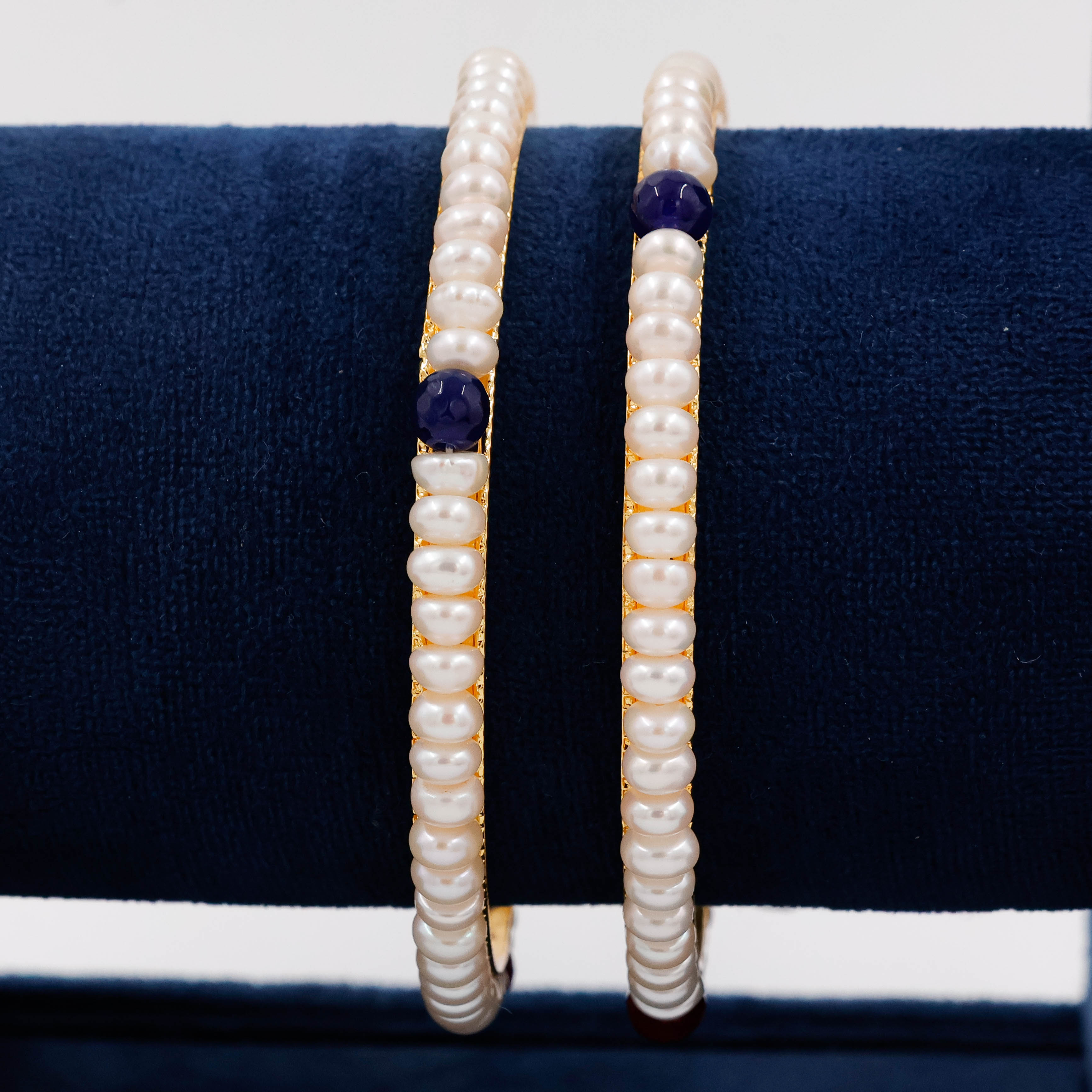 Midnight Spark Pearl Bangles - 