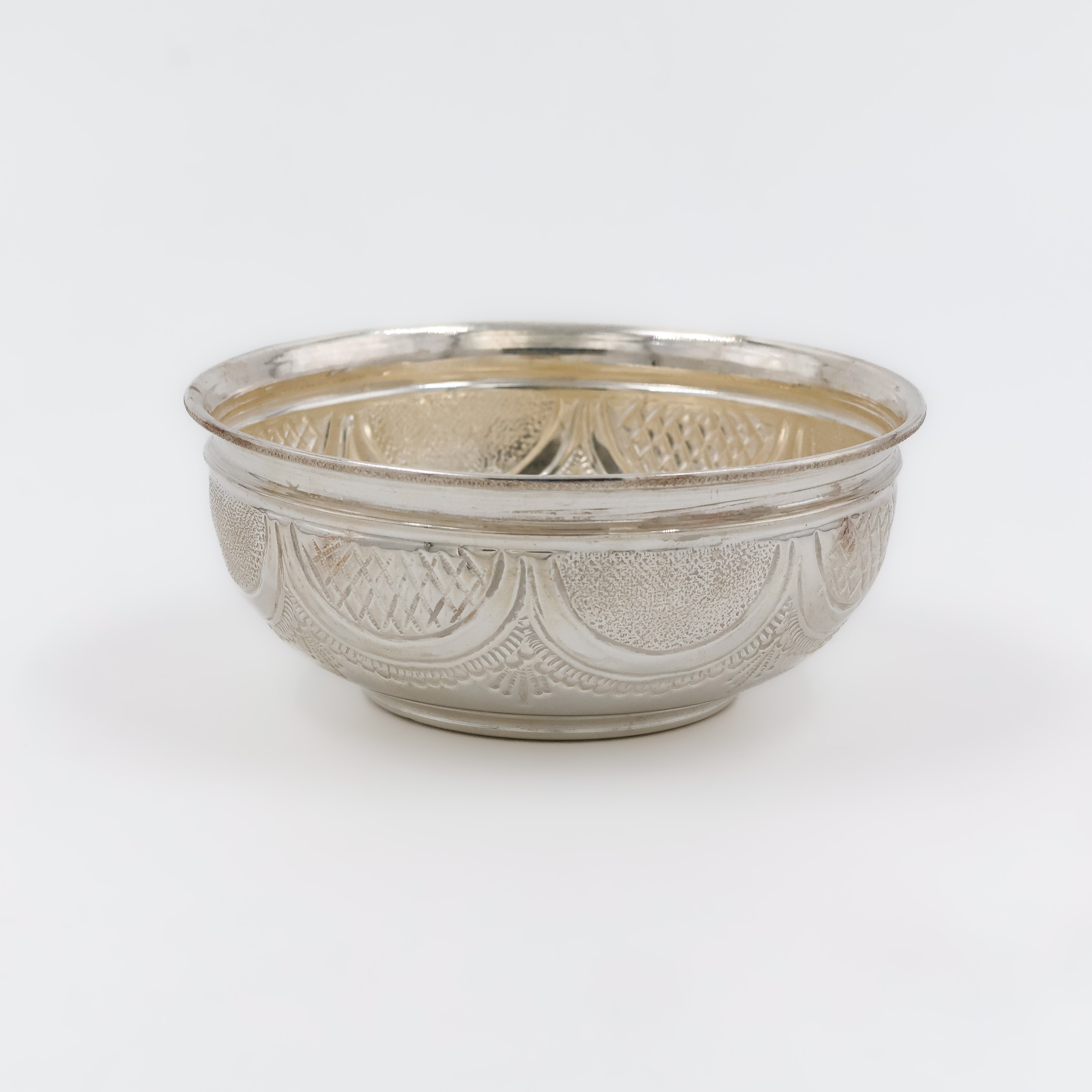 Vintage Radiance Carved Silver Bowl - 