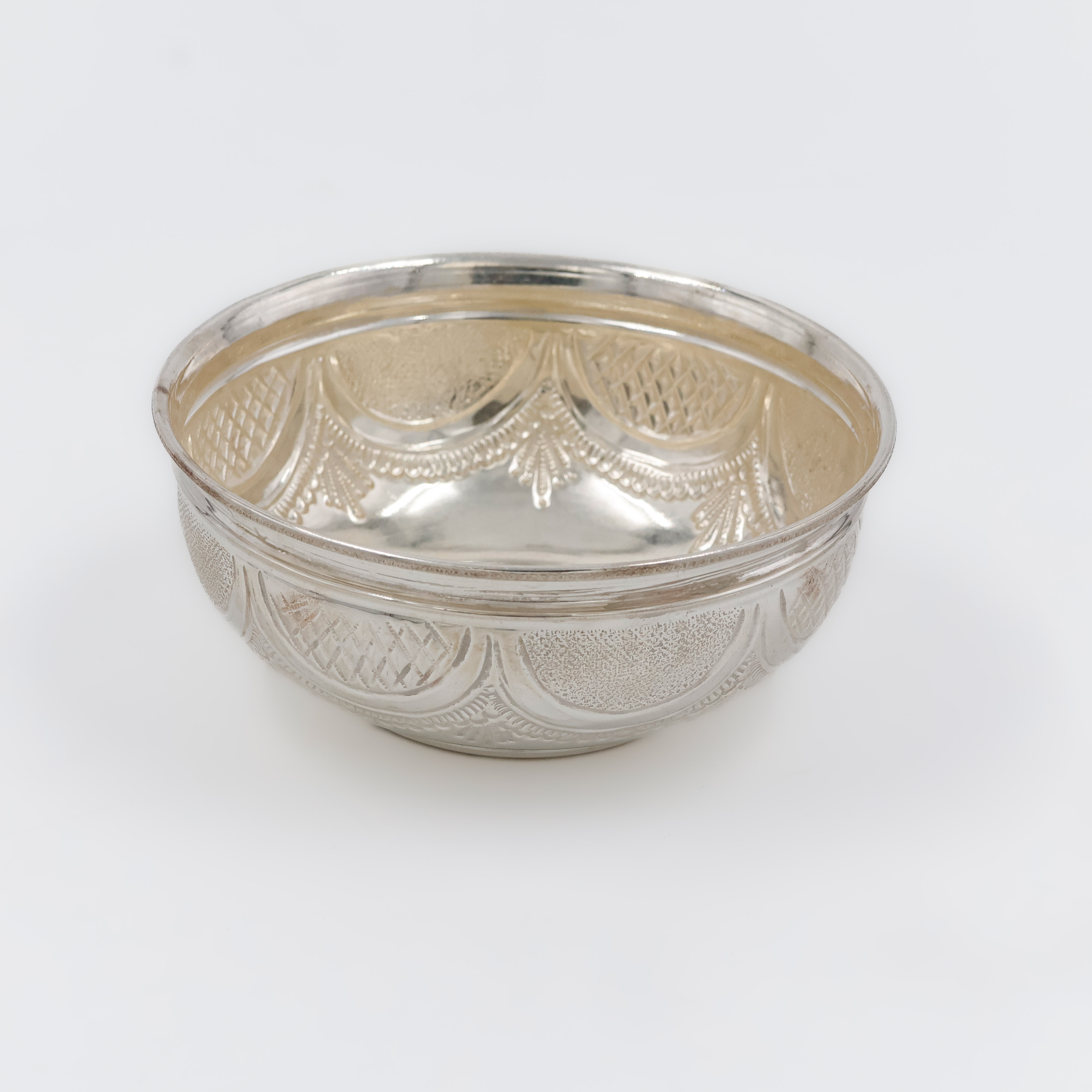 Vintage Radiance Carved Silver Bowl - 