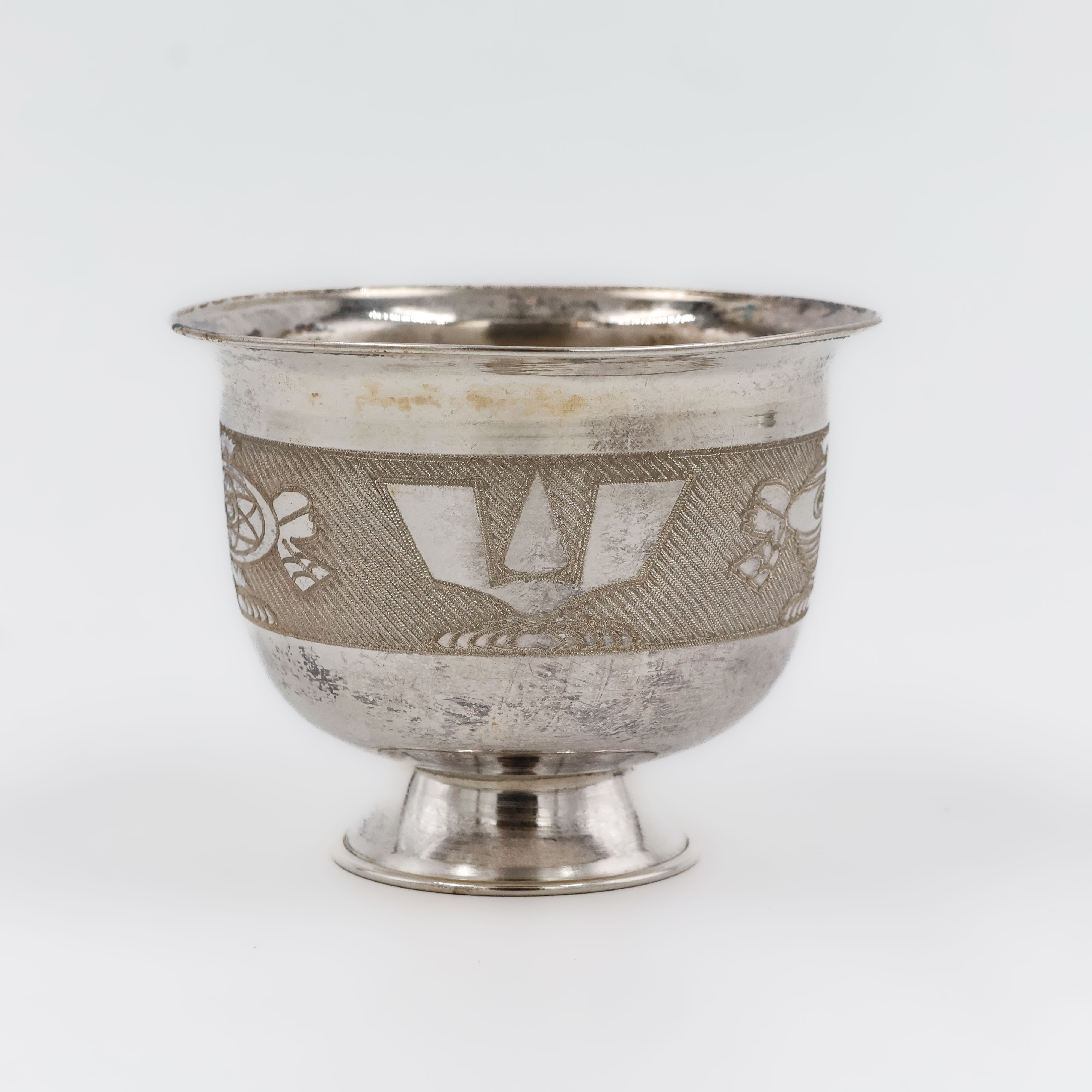 Heritage Engraved Pedestal Silver Bowl - 