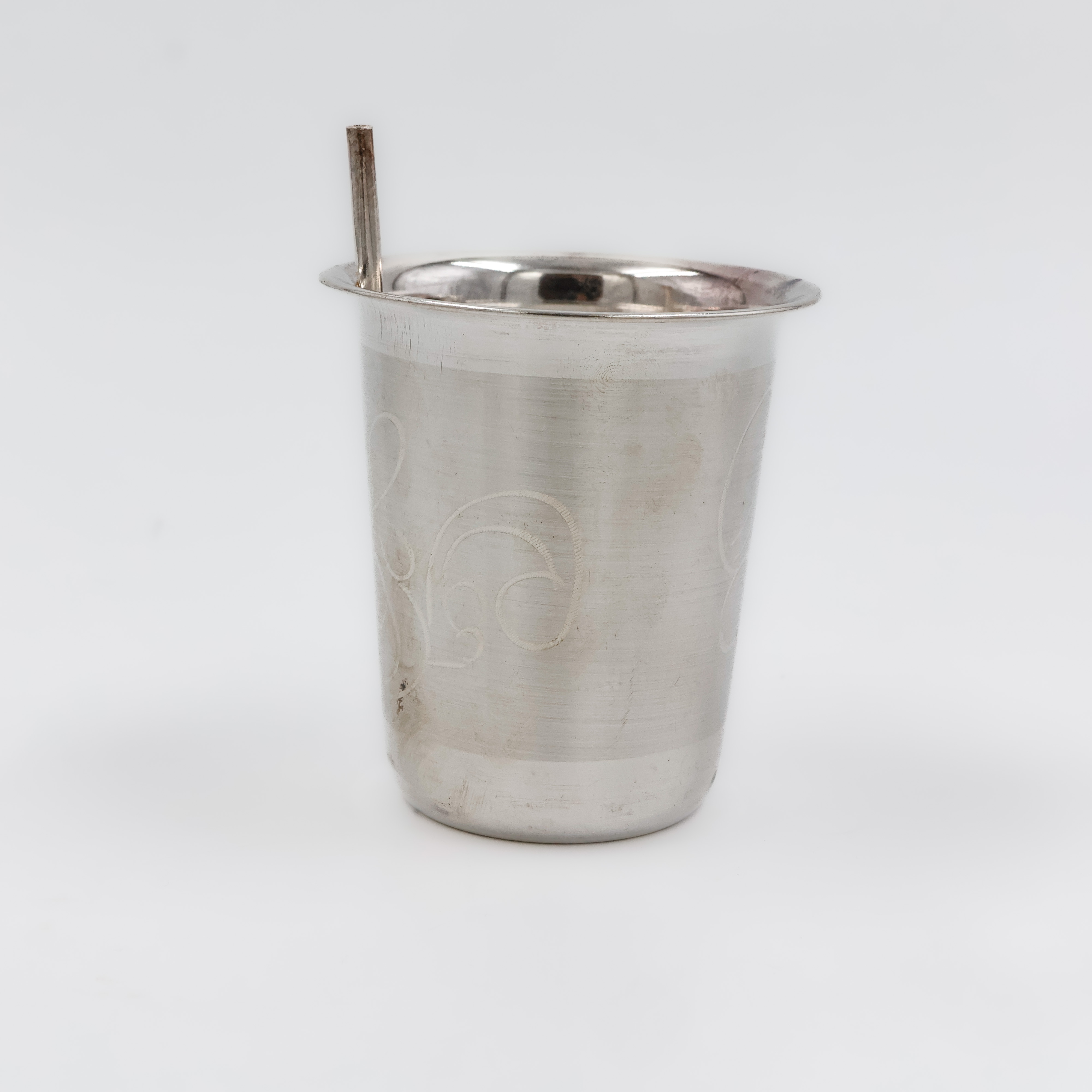 Classic Cylindrical Silver Drinking Glass - 