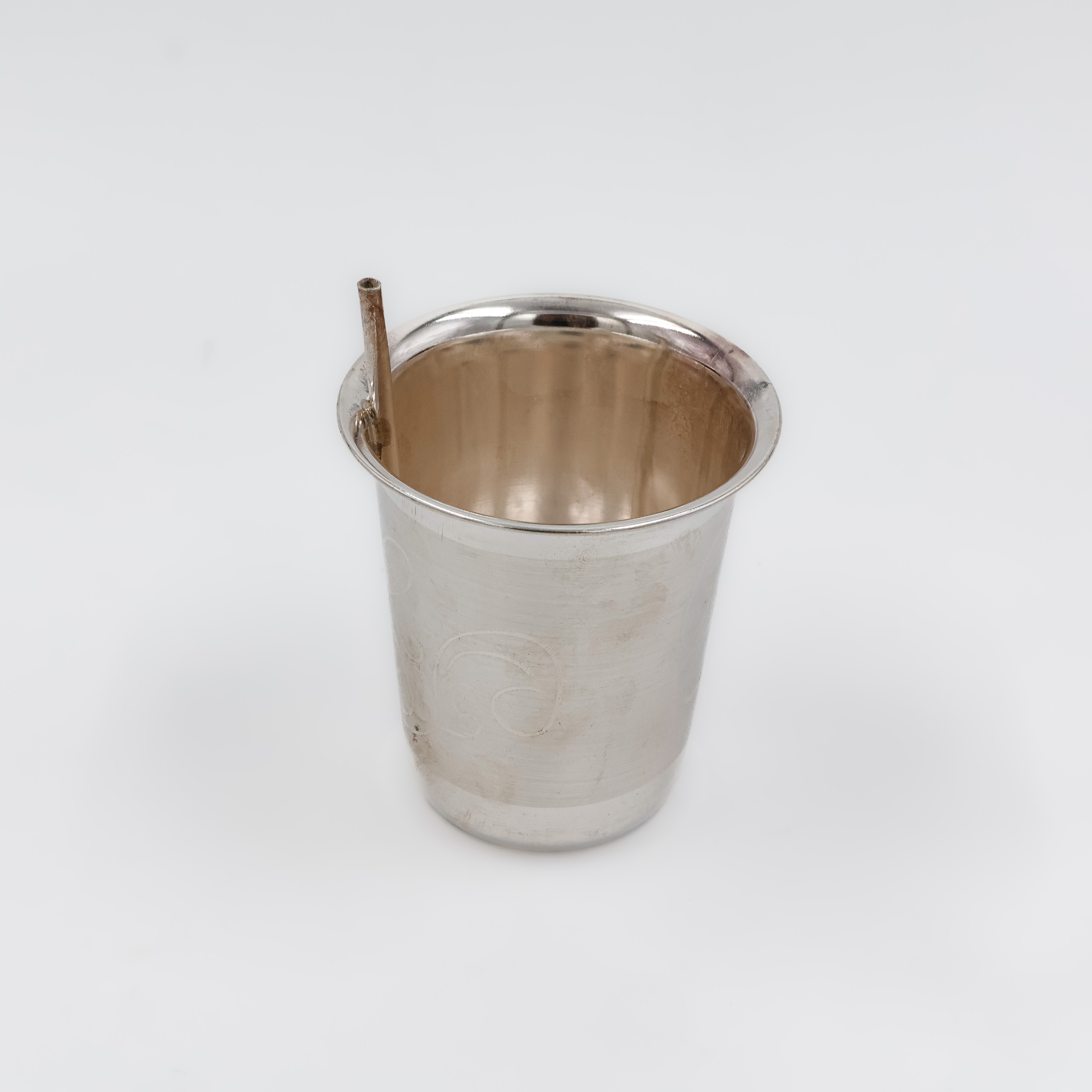 Classic Cylindrical Silver Drinking Glass - 