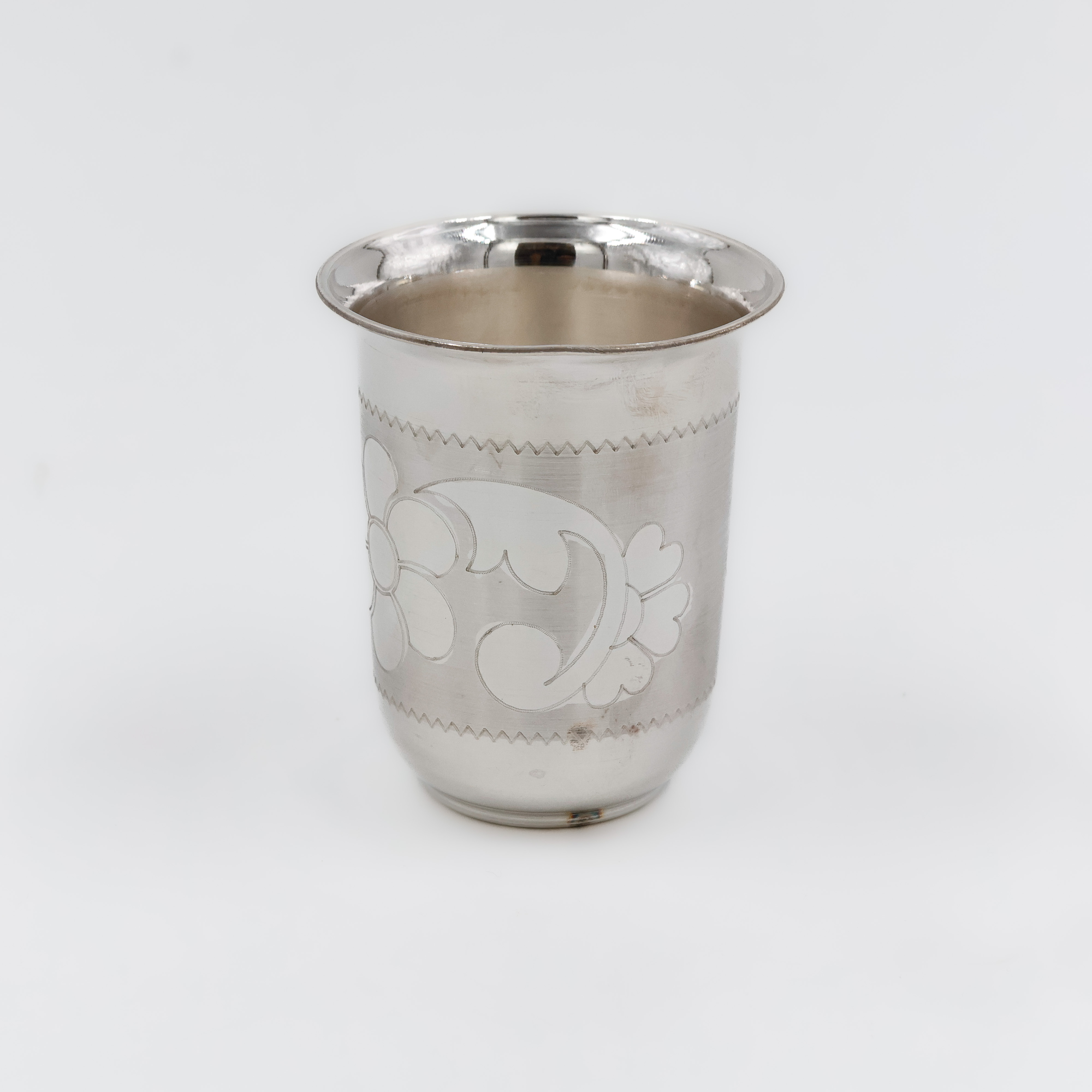 Floral Etched Designer Silver Glass - 
