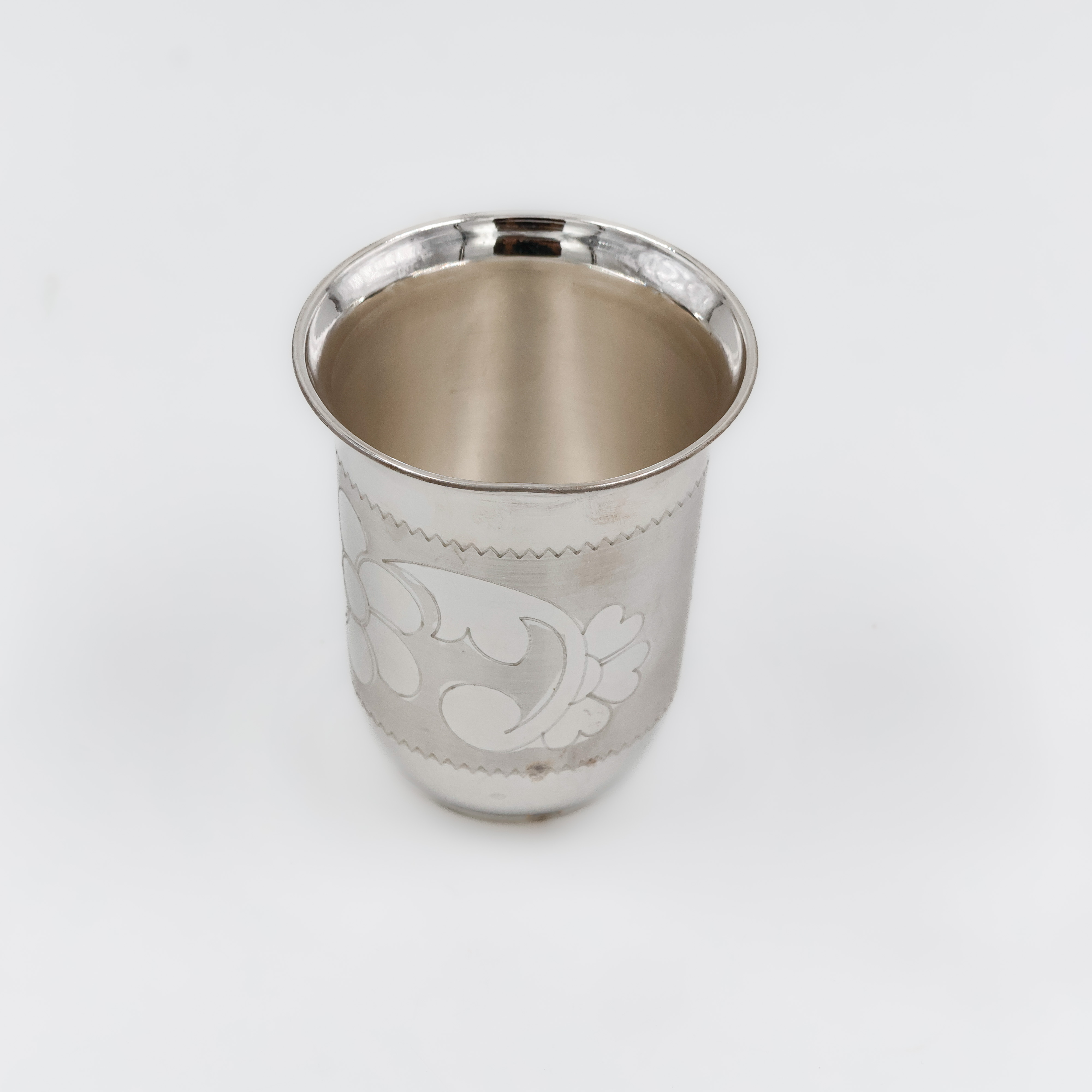 Floral Etched Designer Silver Glass - 
