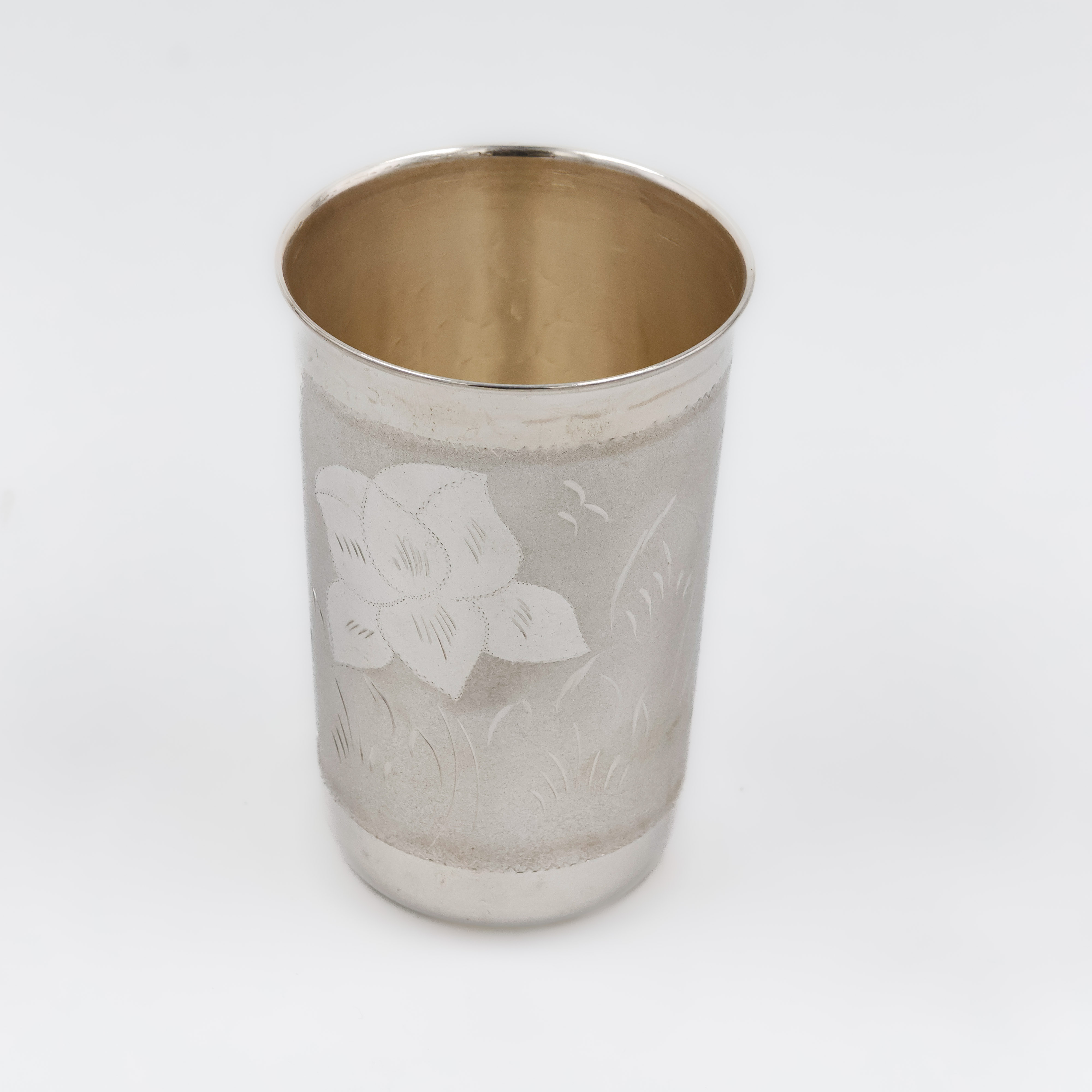 Etched Leafy Pattern Silver Glass - 