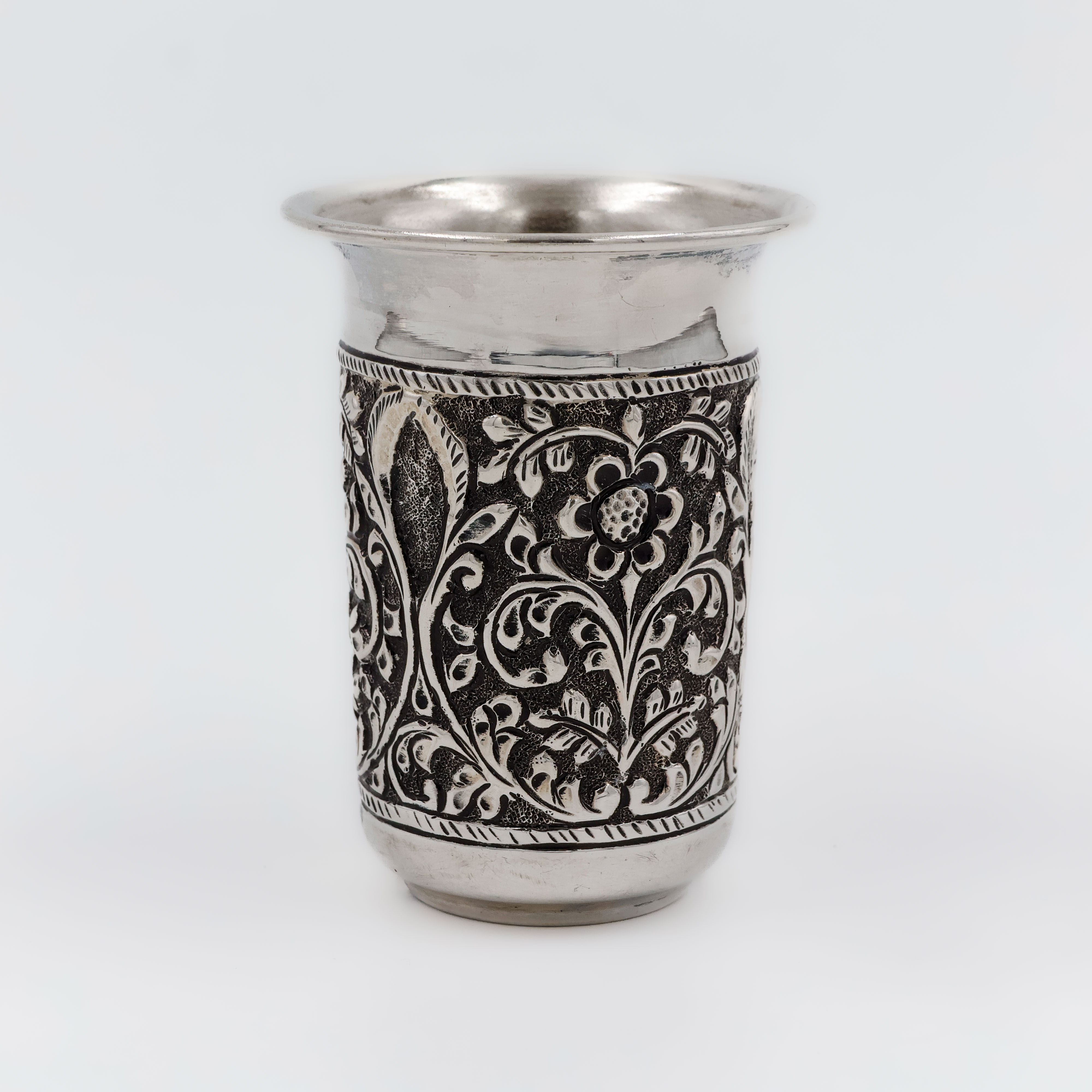 Royal Black Enamel Finish Silver Glass - 