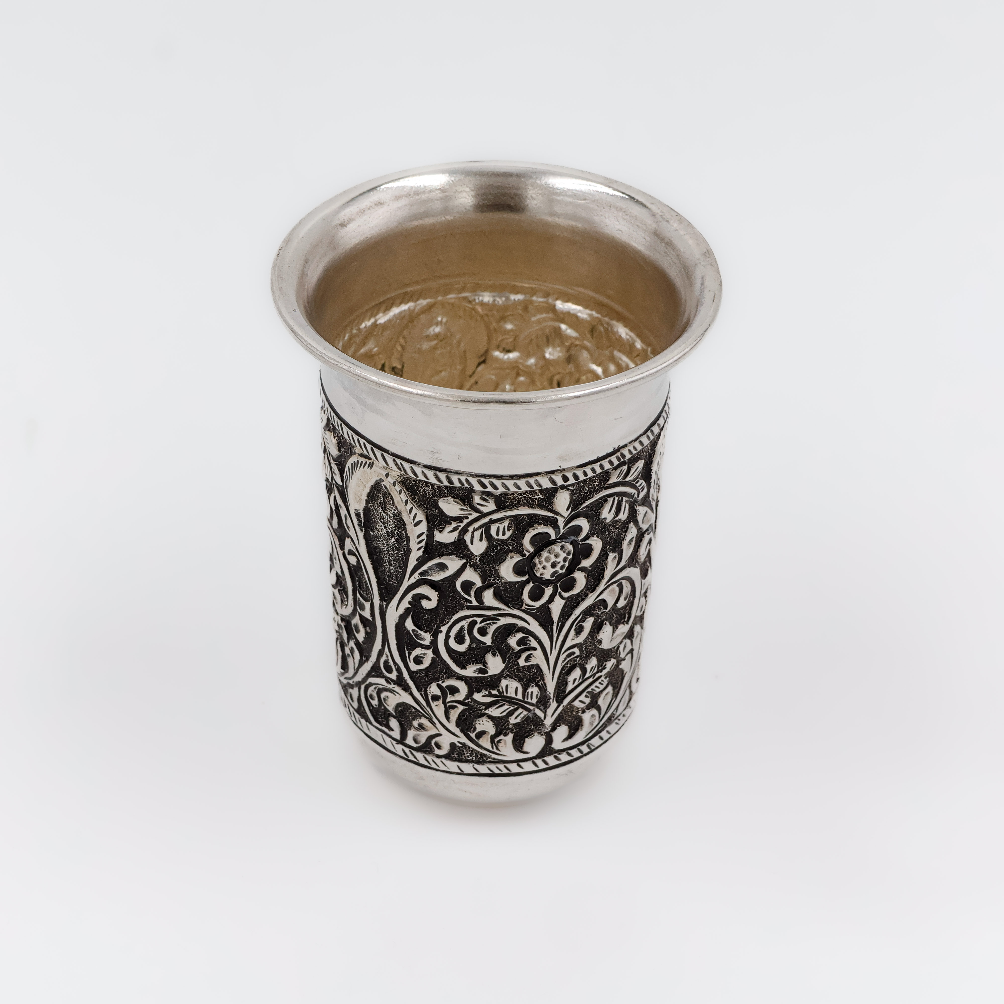 Royal Black Enamel Finish Silver Glass - 