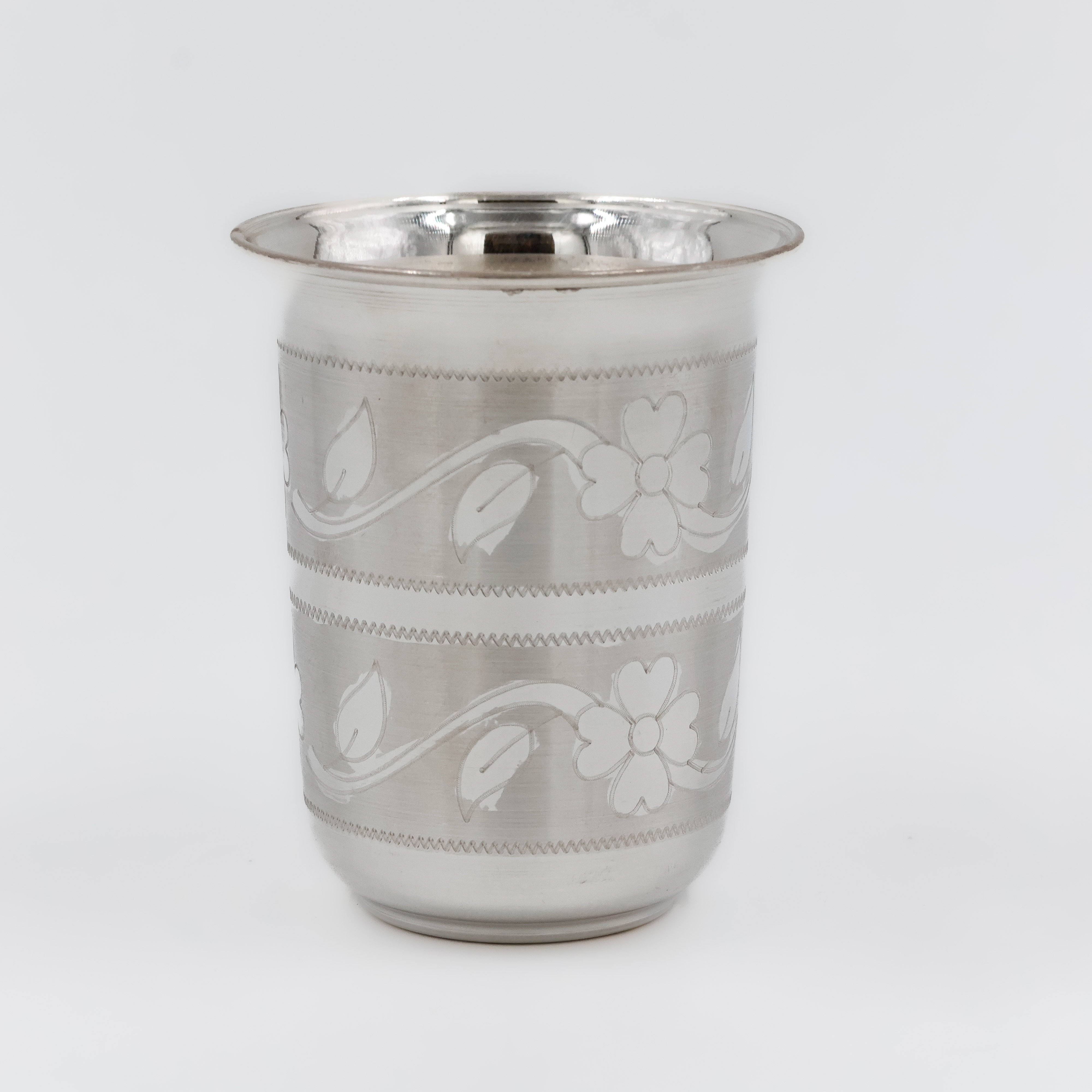 Paisley Engraved Silver Glass - 