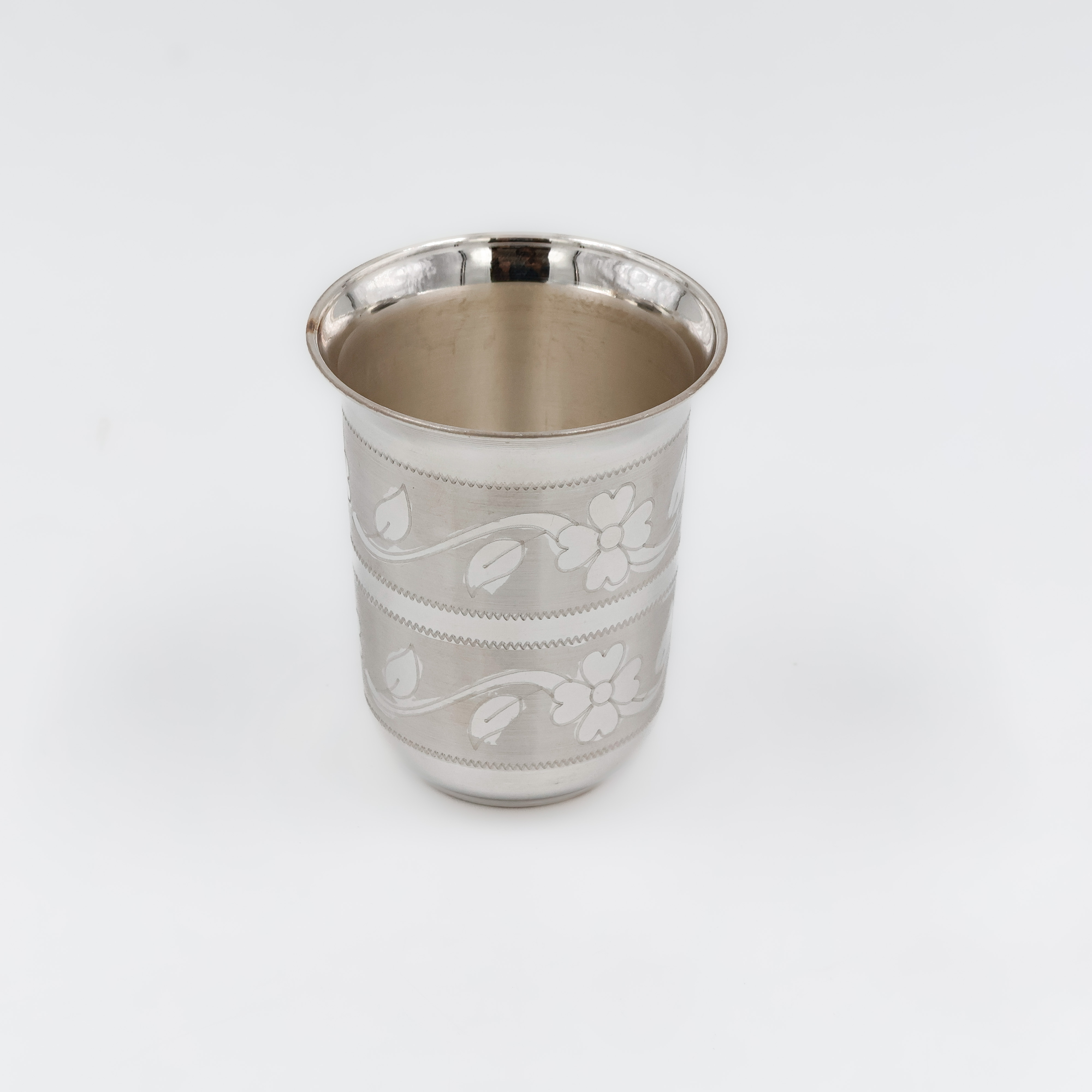Paisley Engraved Silver Glass - 