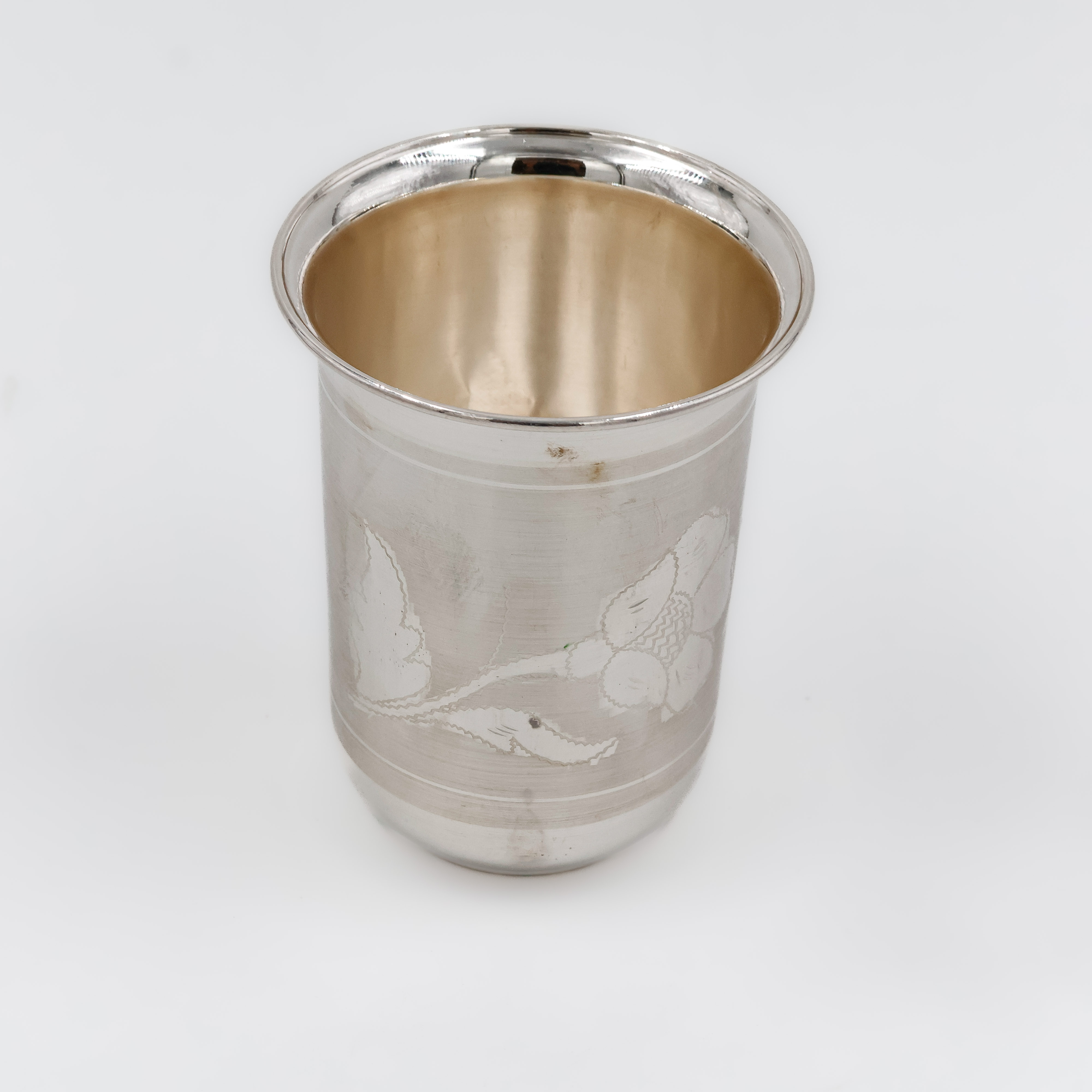 Flower Motif Silver Glass - 