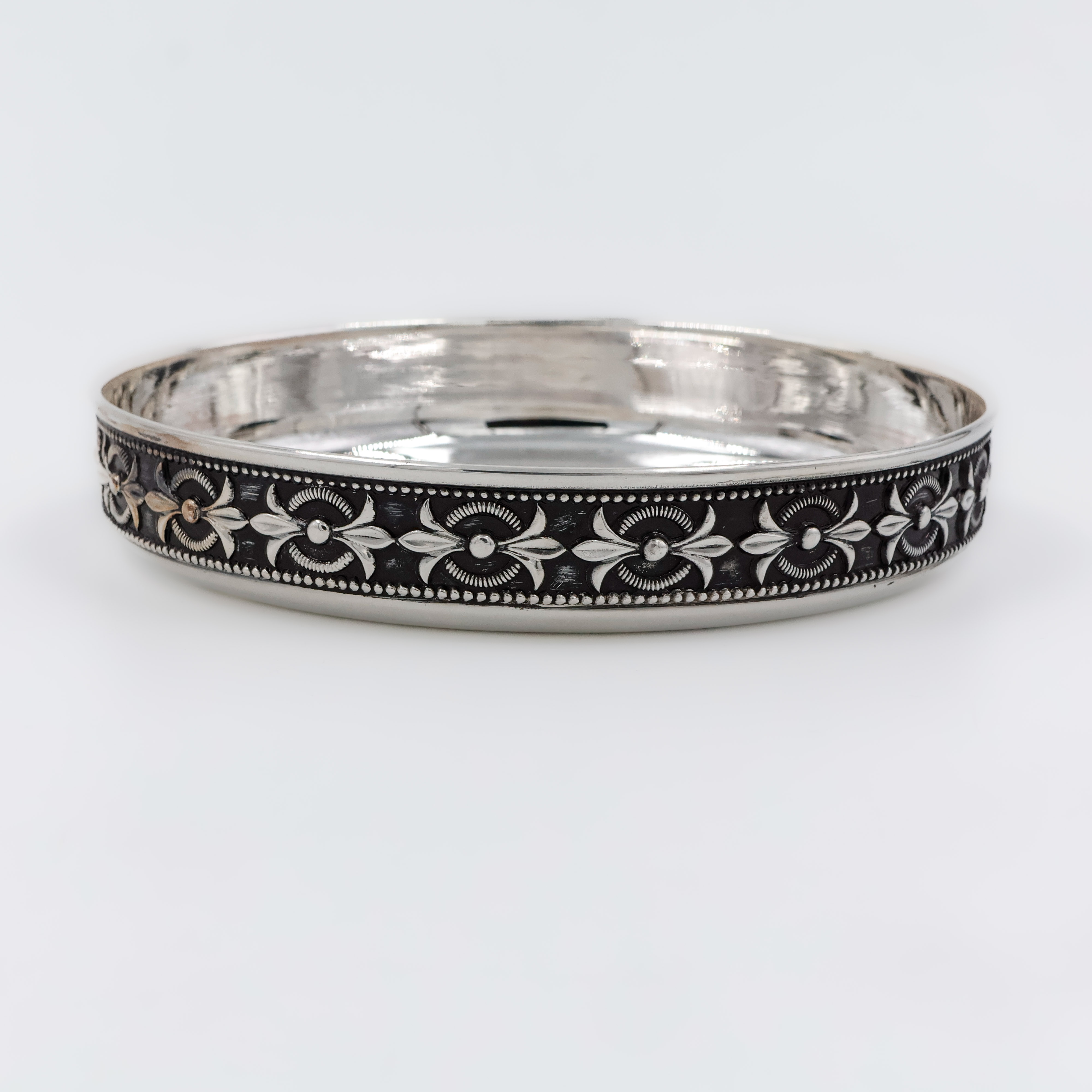 Floral Border Silver Plate - 