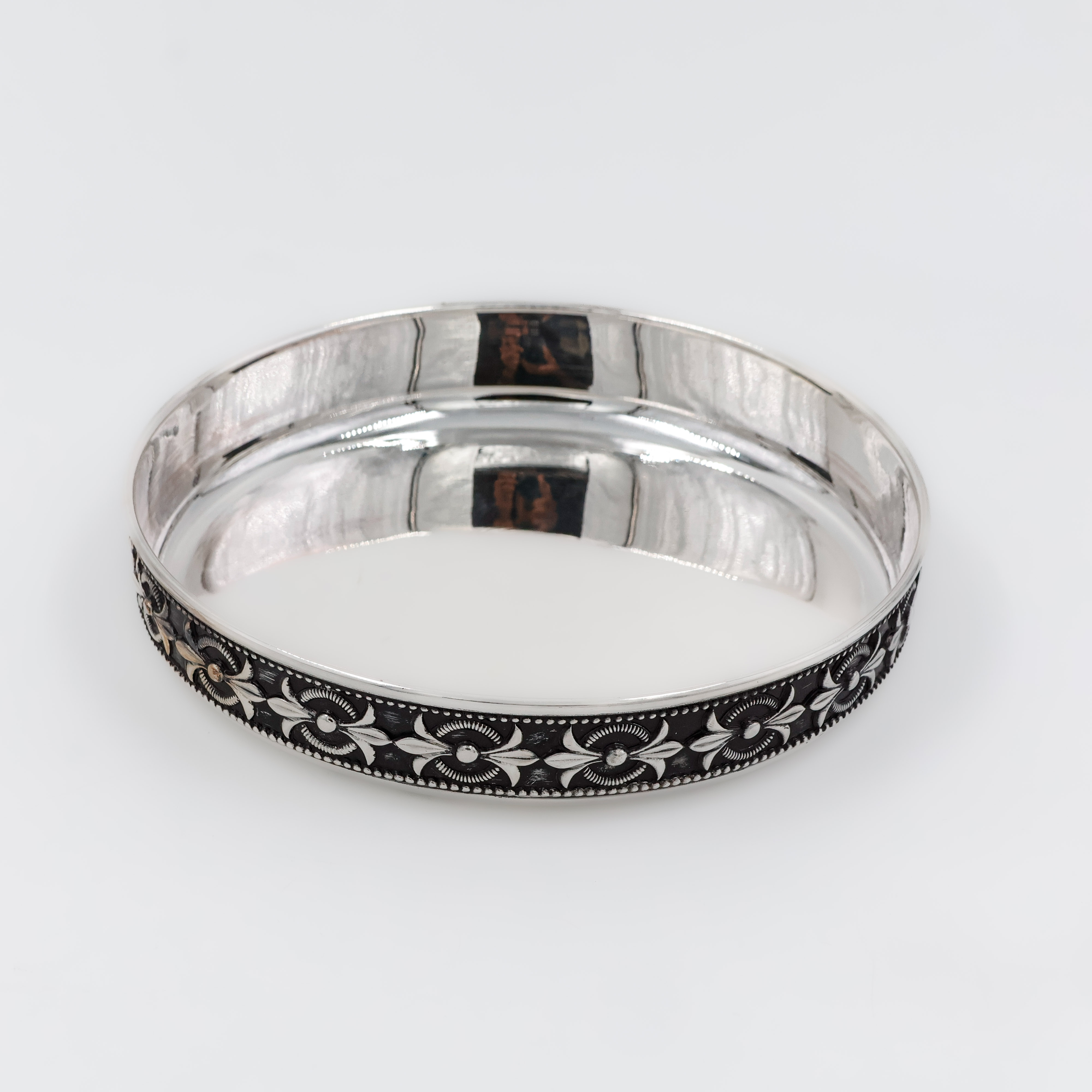 Floral Border Silver Plate - 