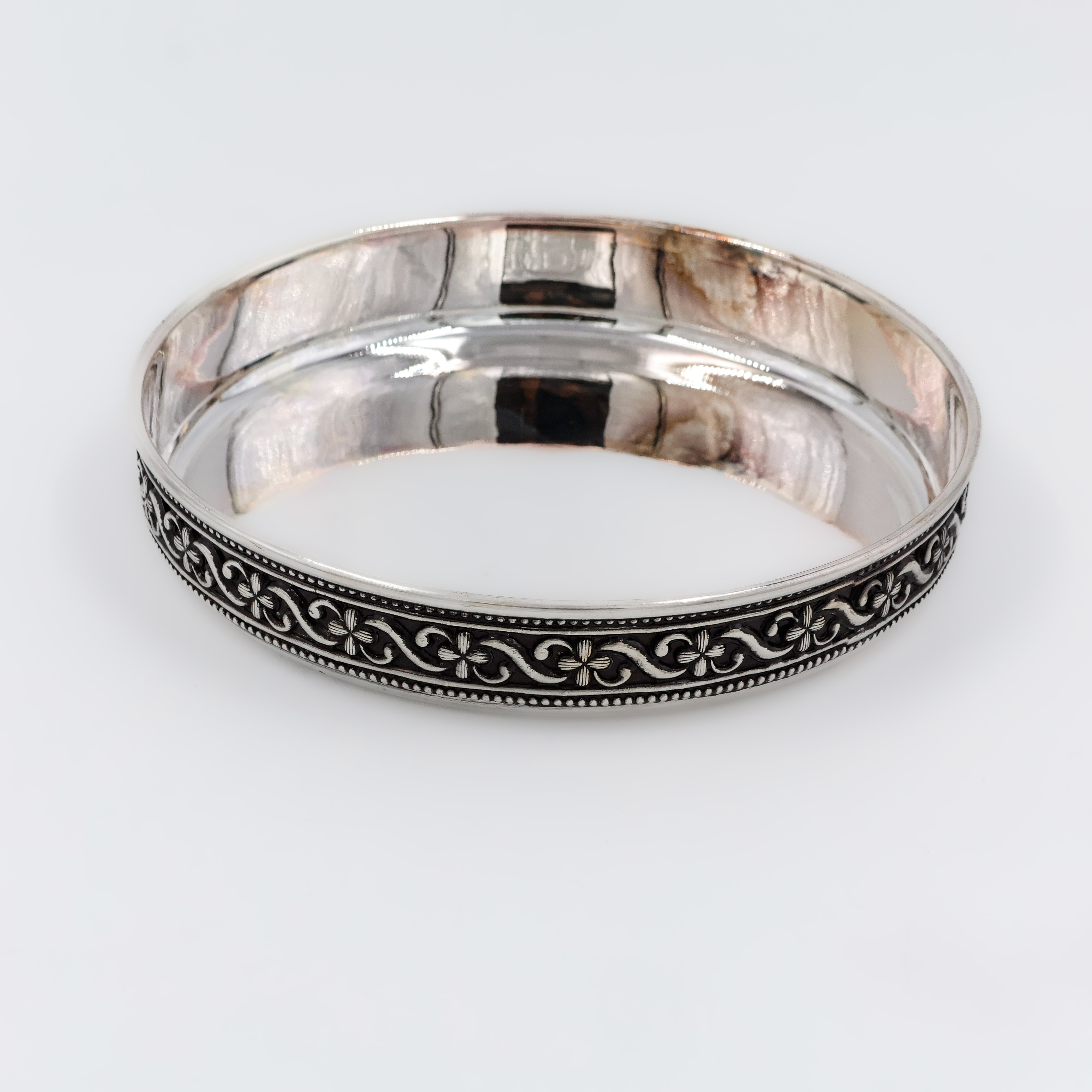 Black Patina Motif Silver Plate - 