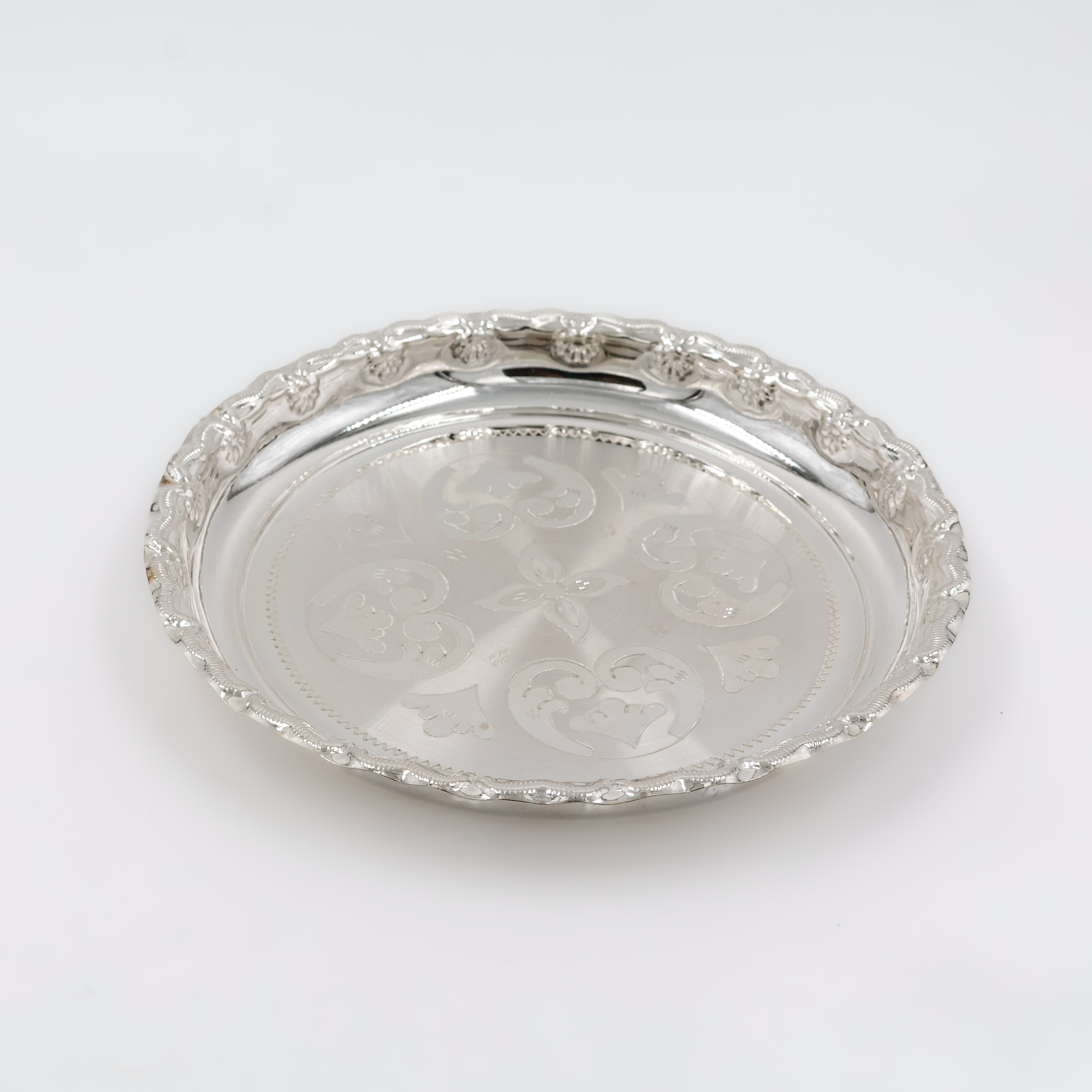 Hammered Texture Oval Silver Plate - 