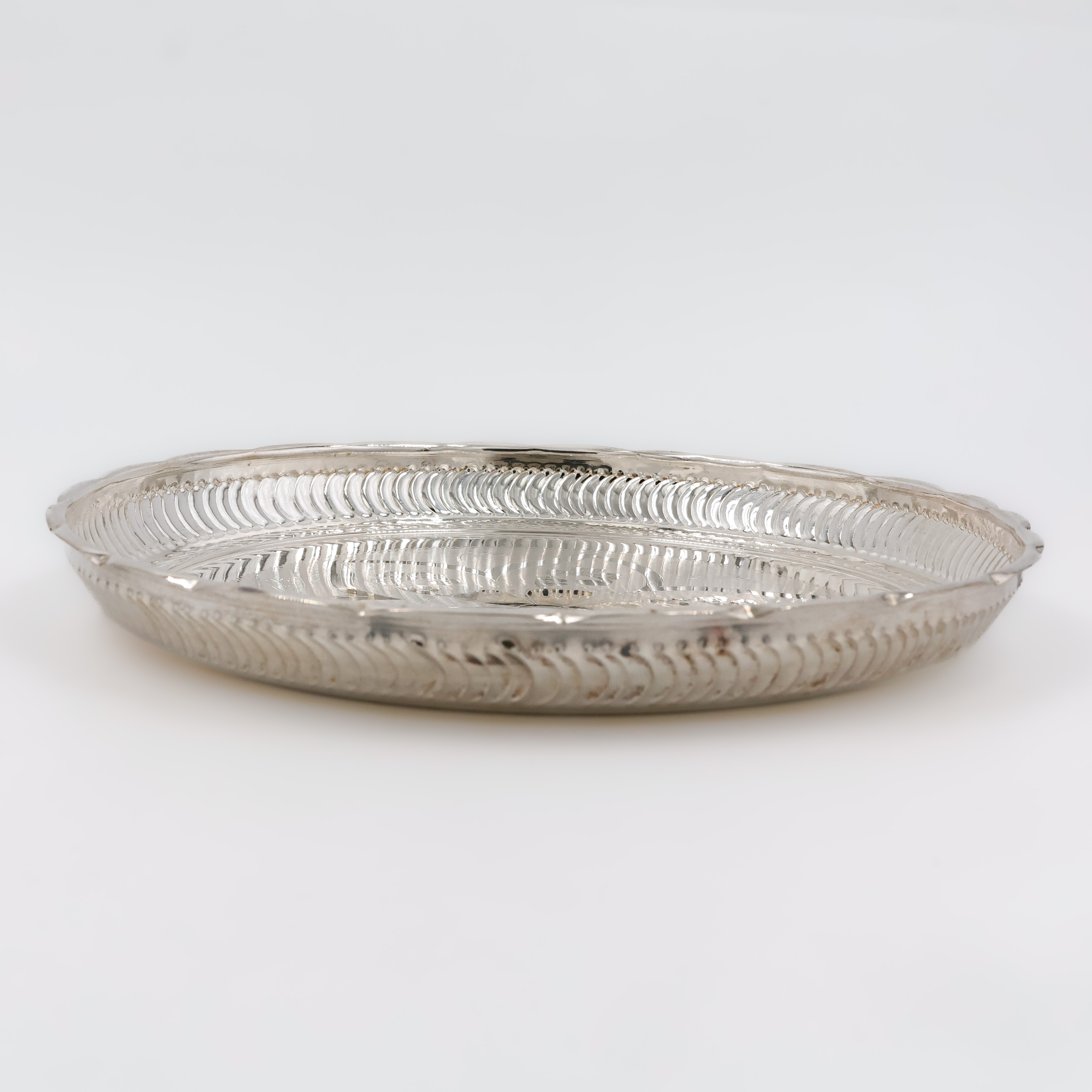 Textured Rim Silver Plate - 