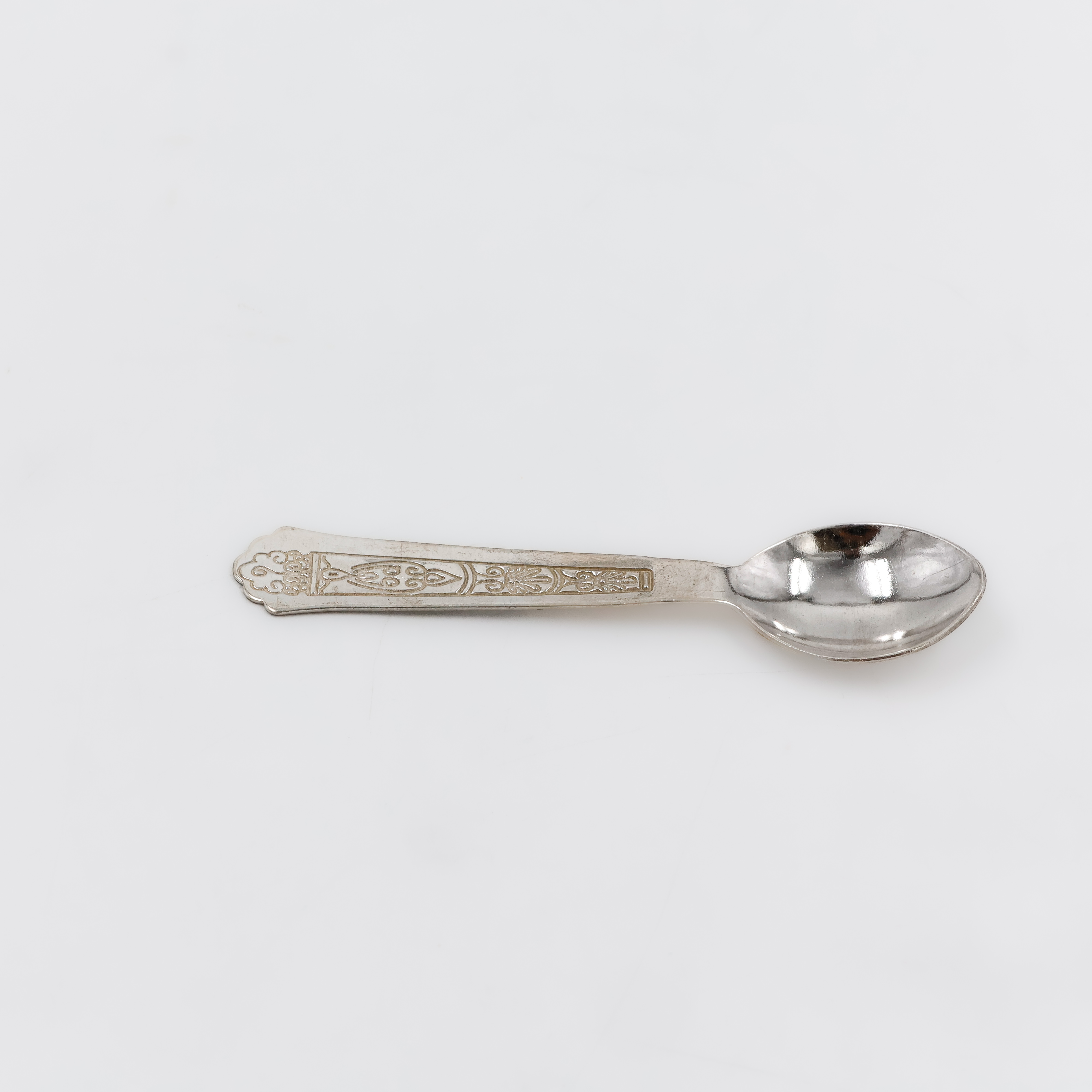 Engraved Floral Pure Silver Spoon - 
