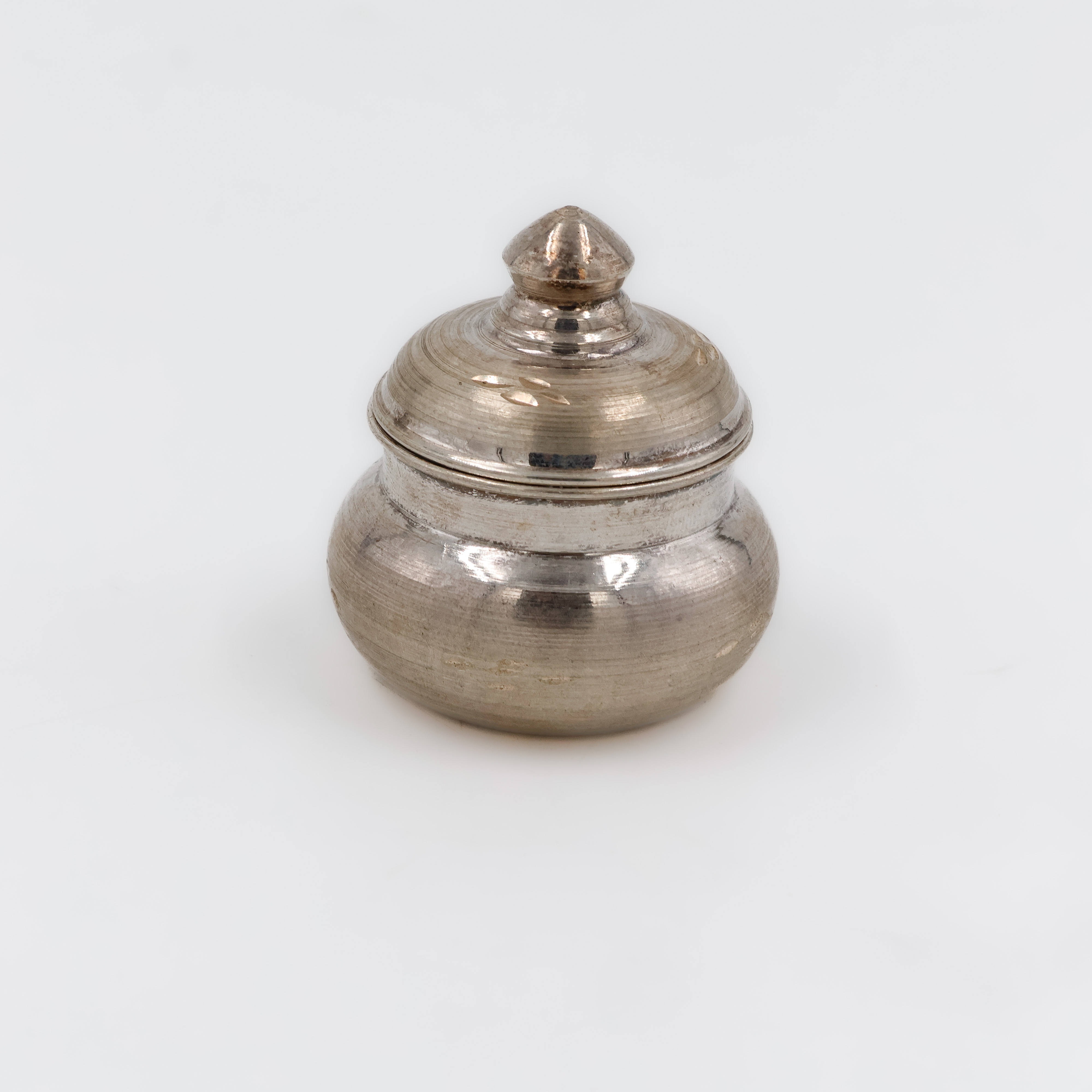 Plain Round Pure Silver Kumkum Box - 