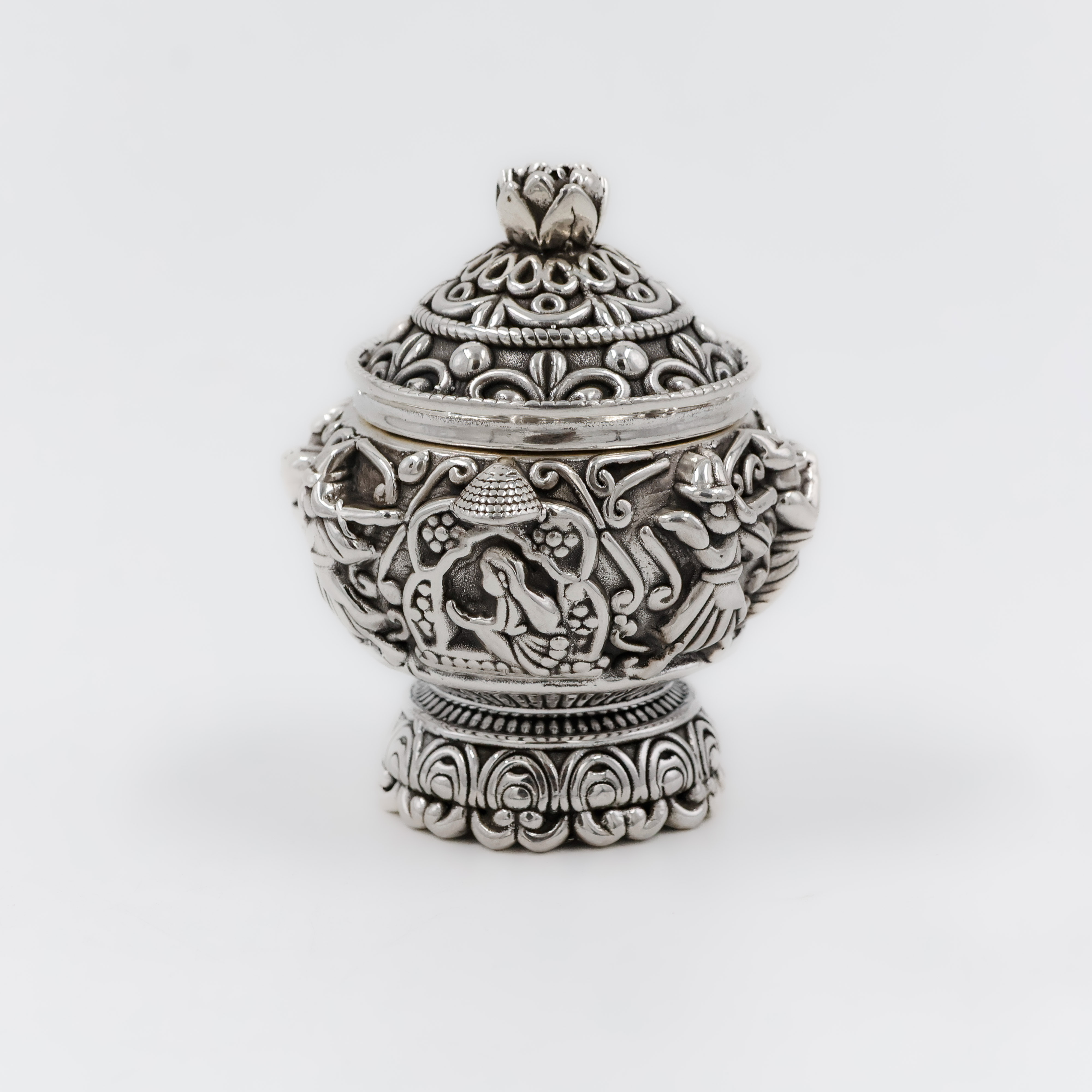 Designer Dome Silver Kumkum Box - 