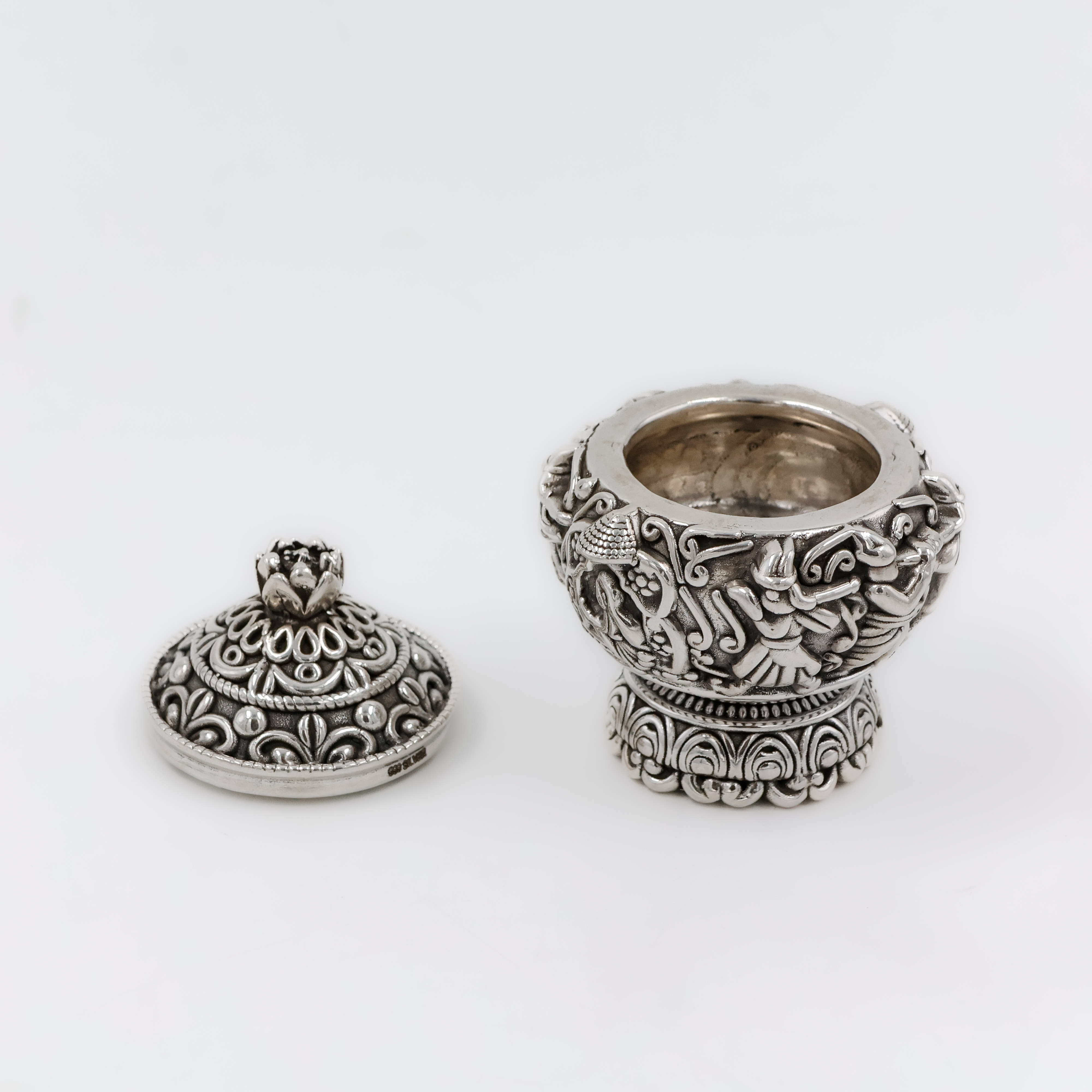Designer Dome Silver Kumkum Box - 