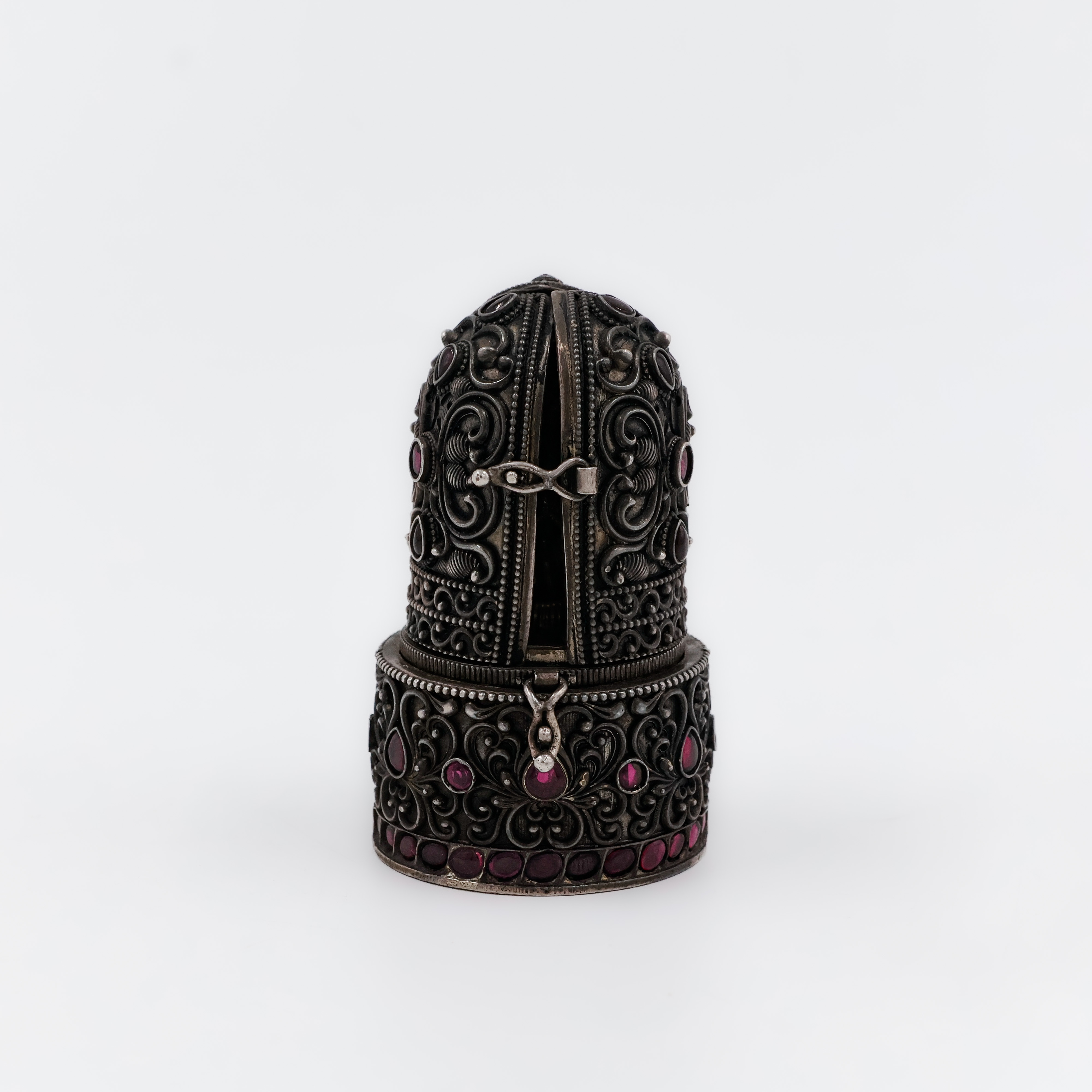 Antique Temple Silver Kumkum Box - 