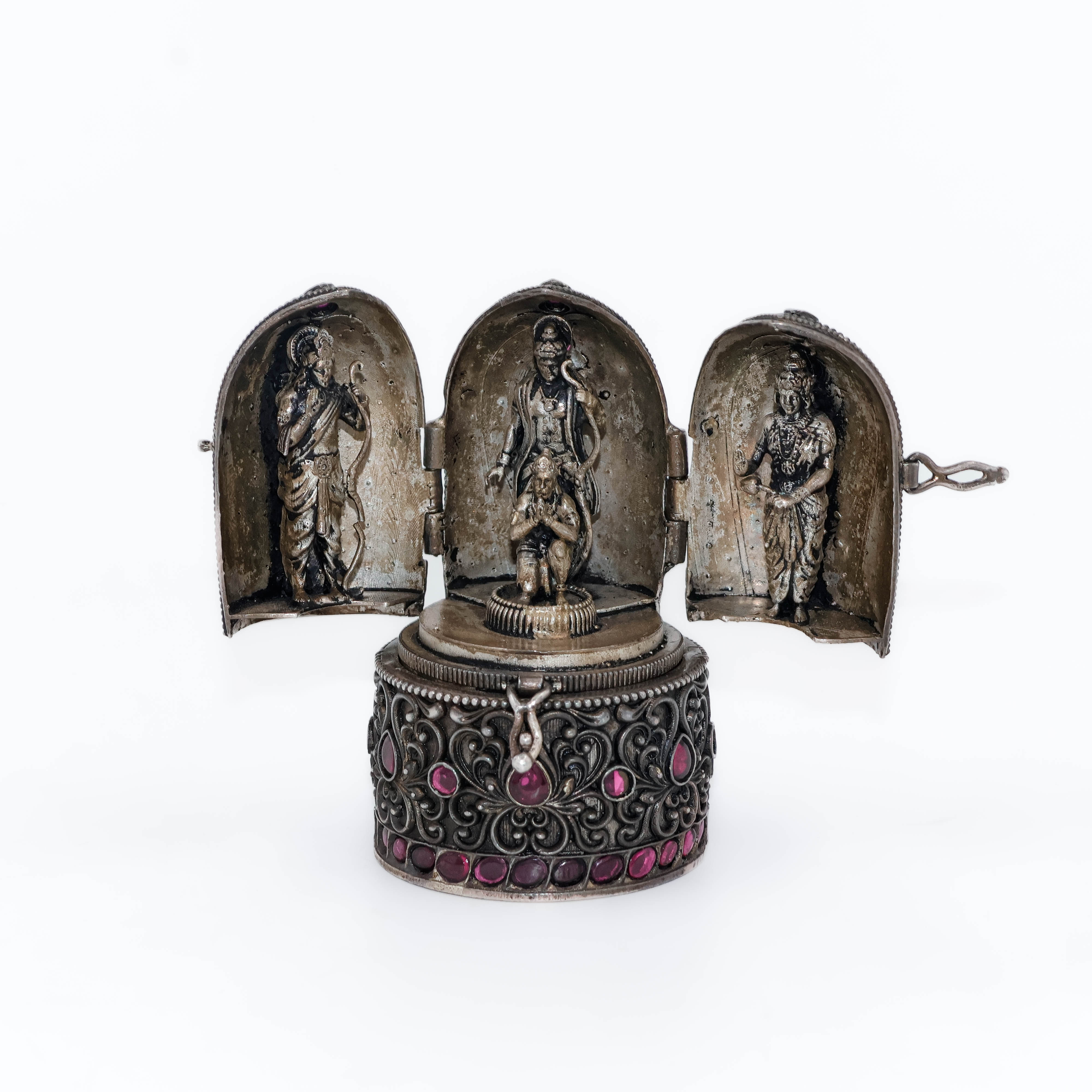 Antique Temple Silver Kumkum Box - 