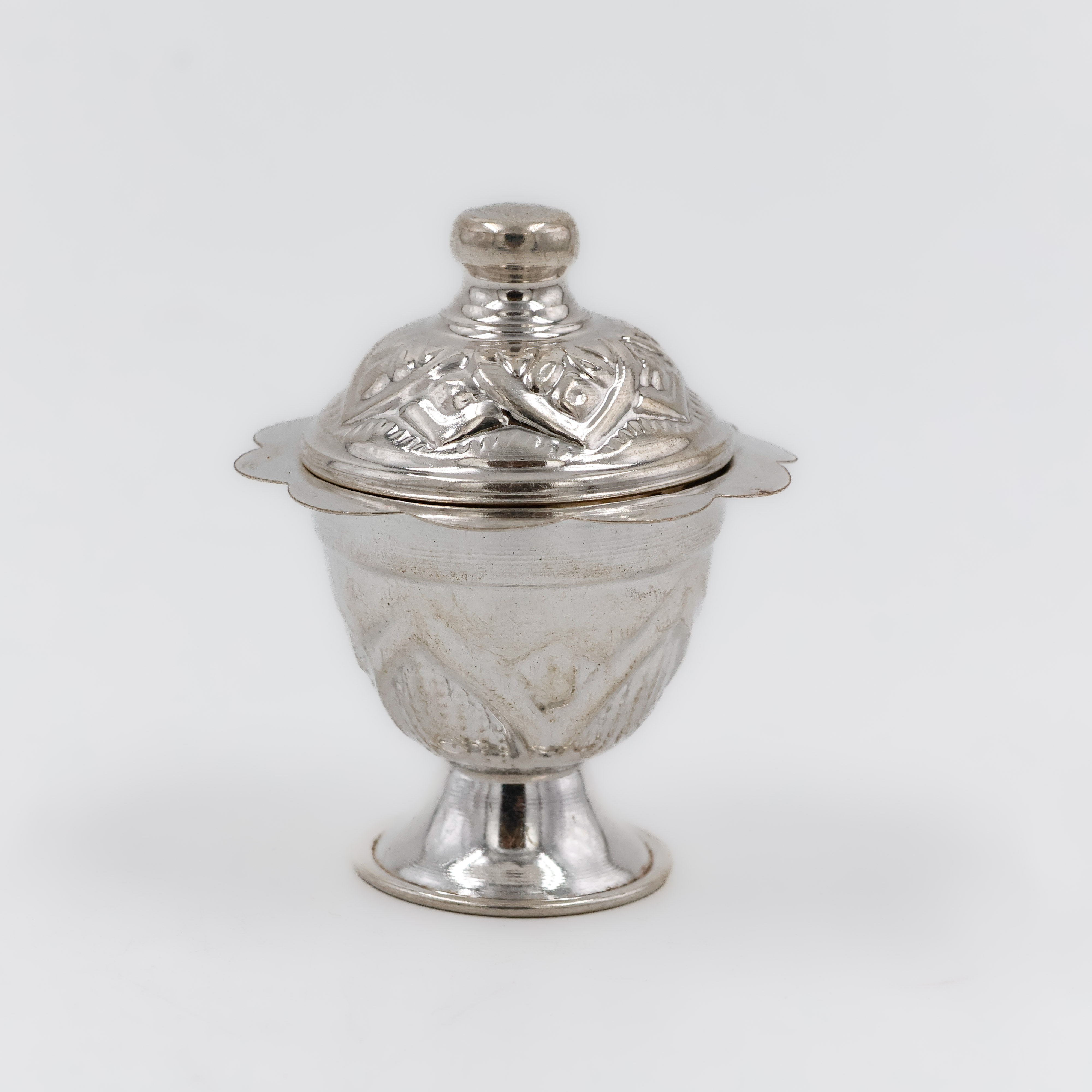 Classic Silver Lotus Kumkum Box - 