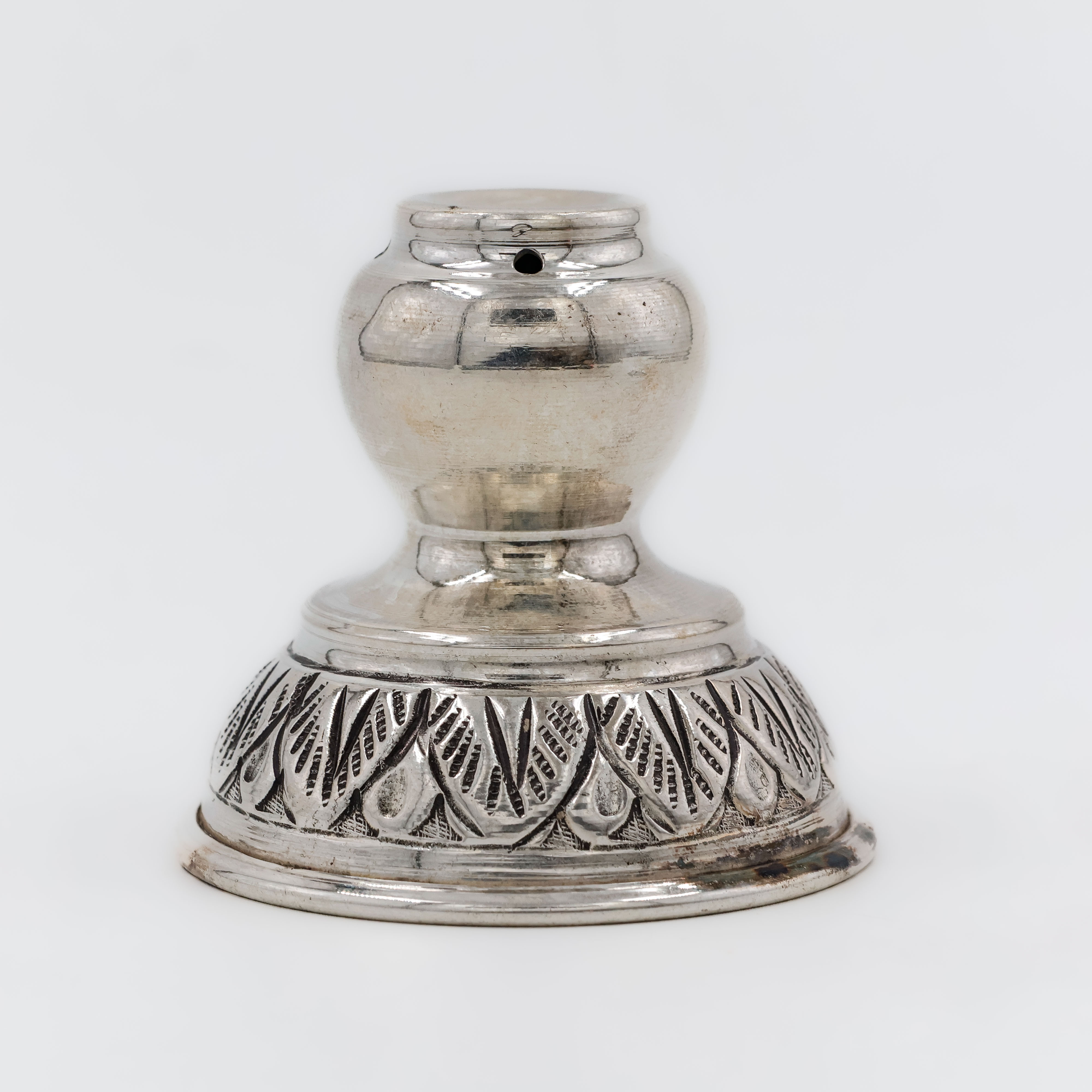 Engraved Bell Silver Agarbatti Stand - Silver Articles
