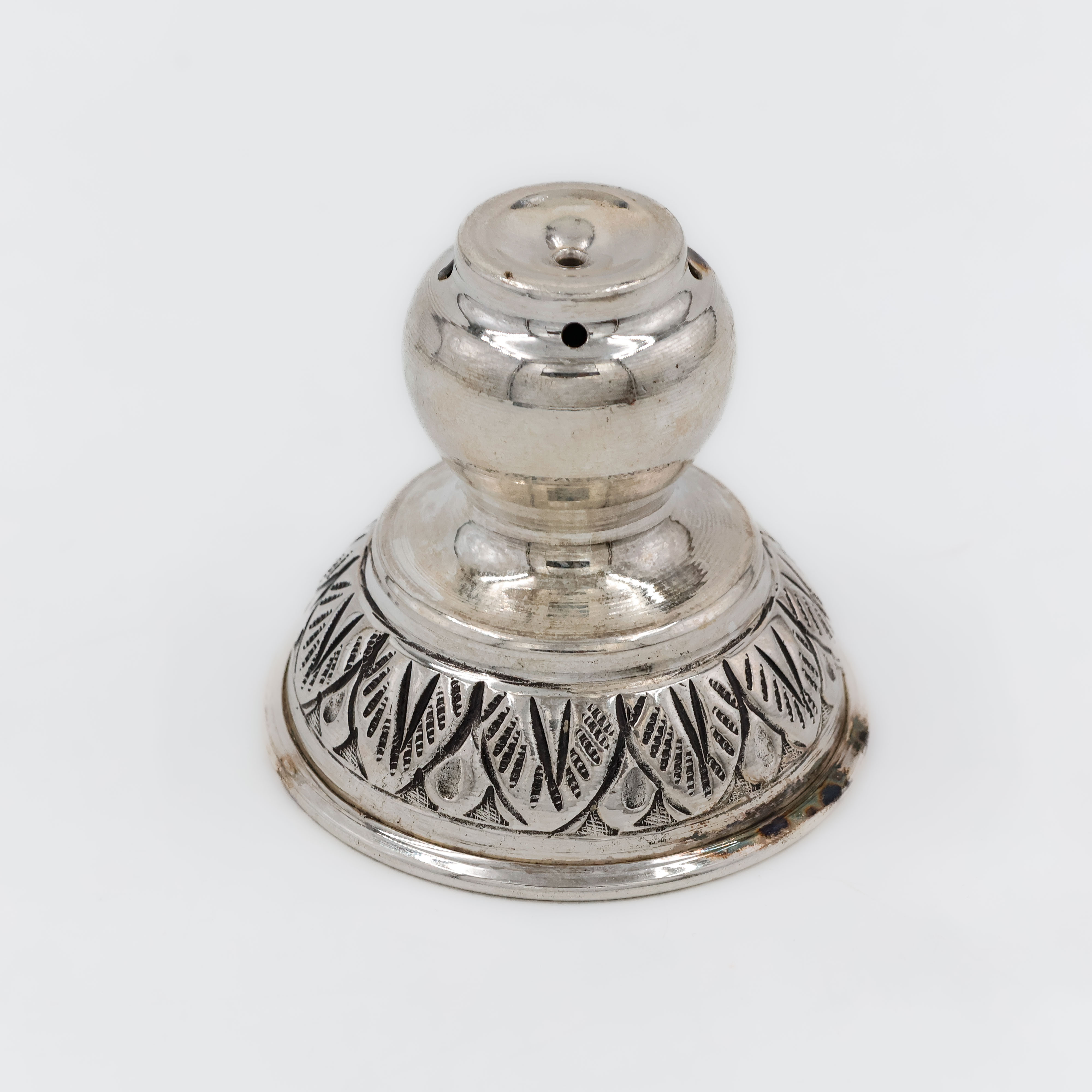 Engraved Bell Silver Agarbatti Stand - Silver Articles
