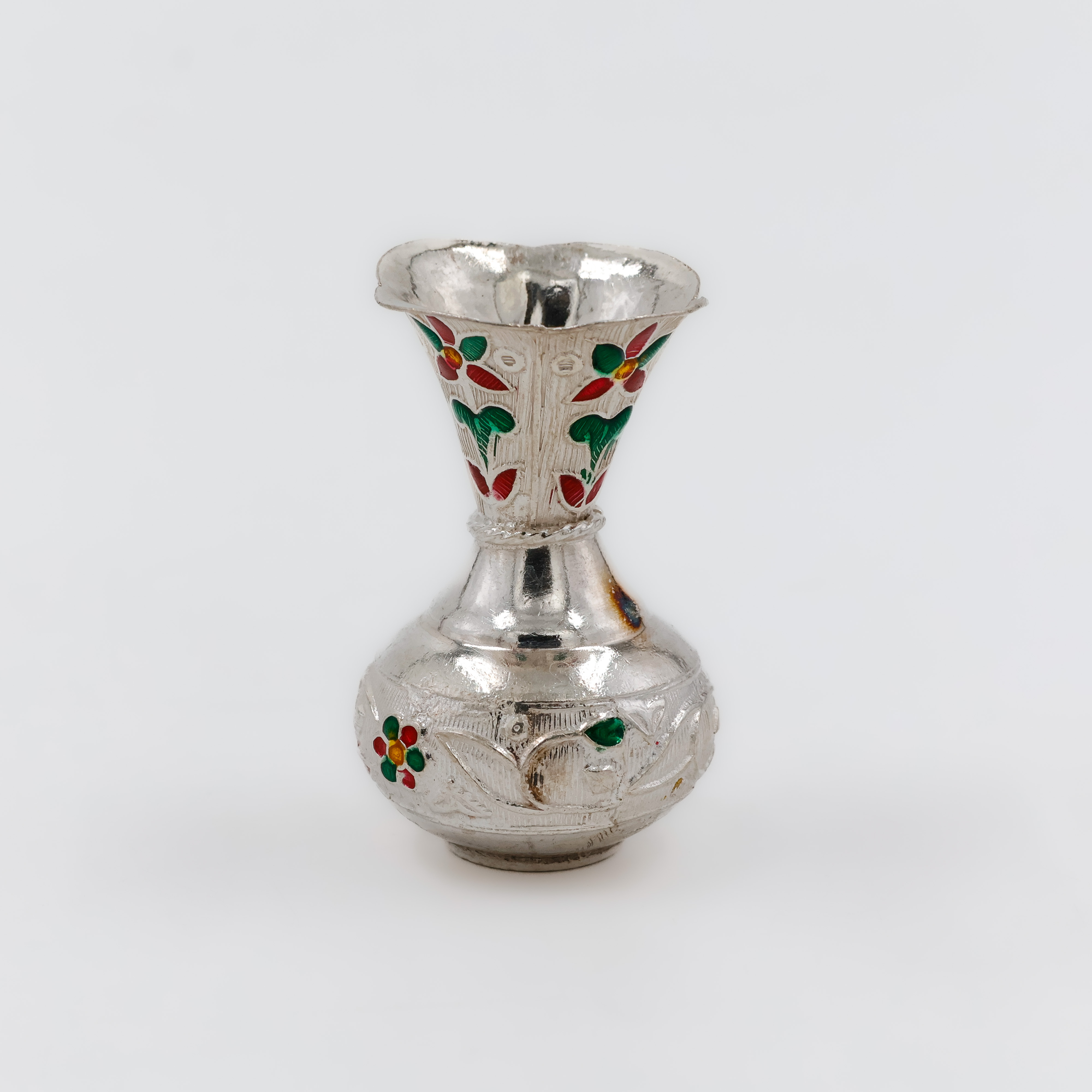 Vibrant Enamel Silver Agarbatti Stand - 