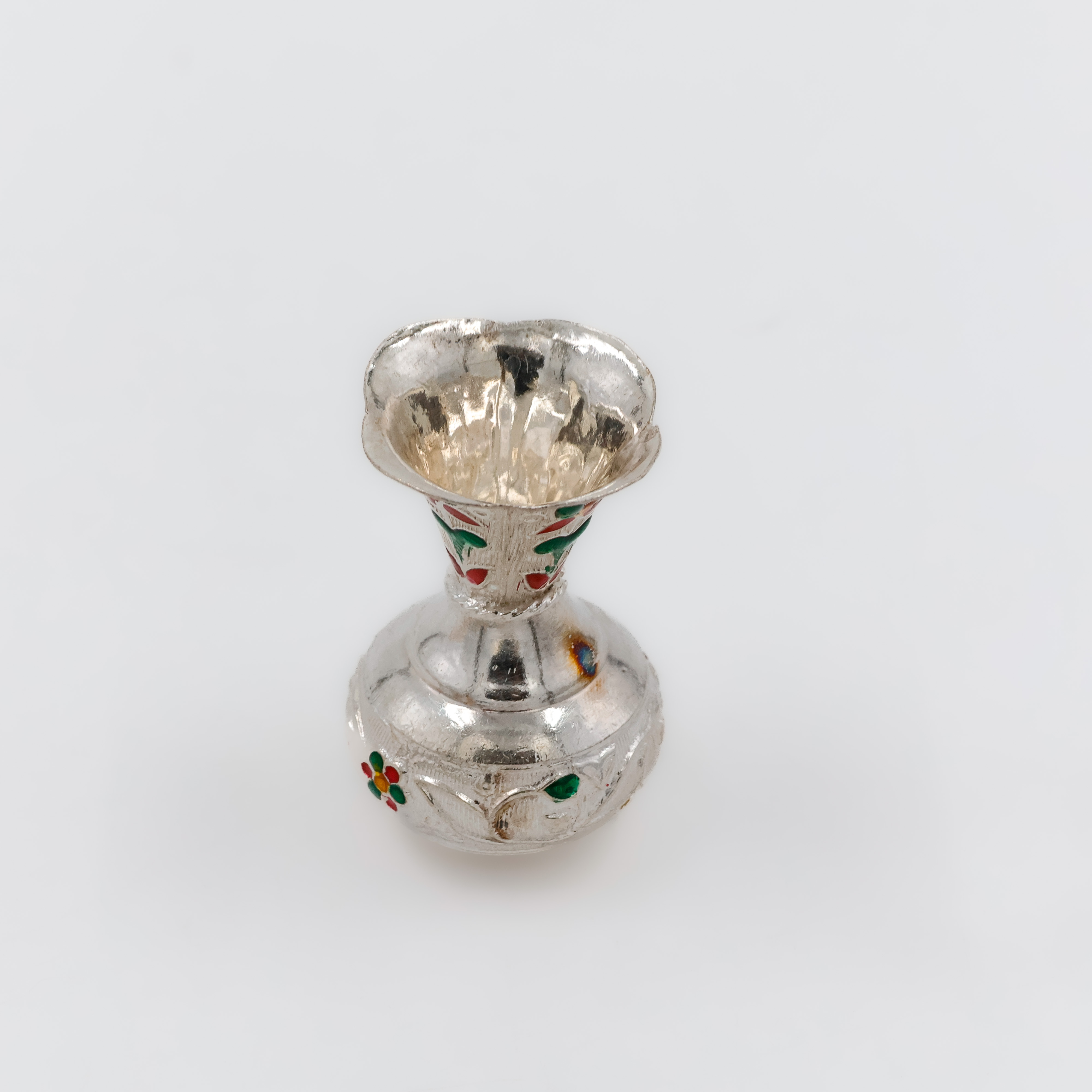 Vibrant Enamel Silver Agarbatti Stand - 