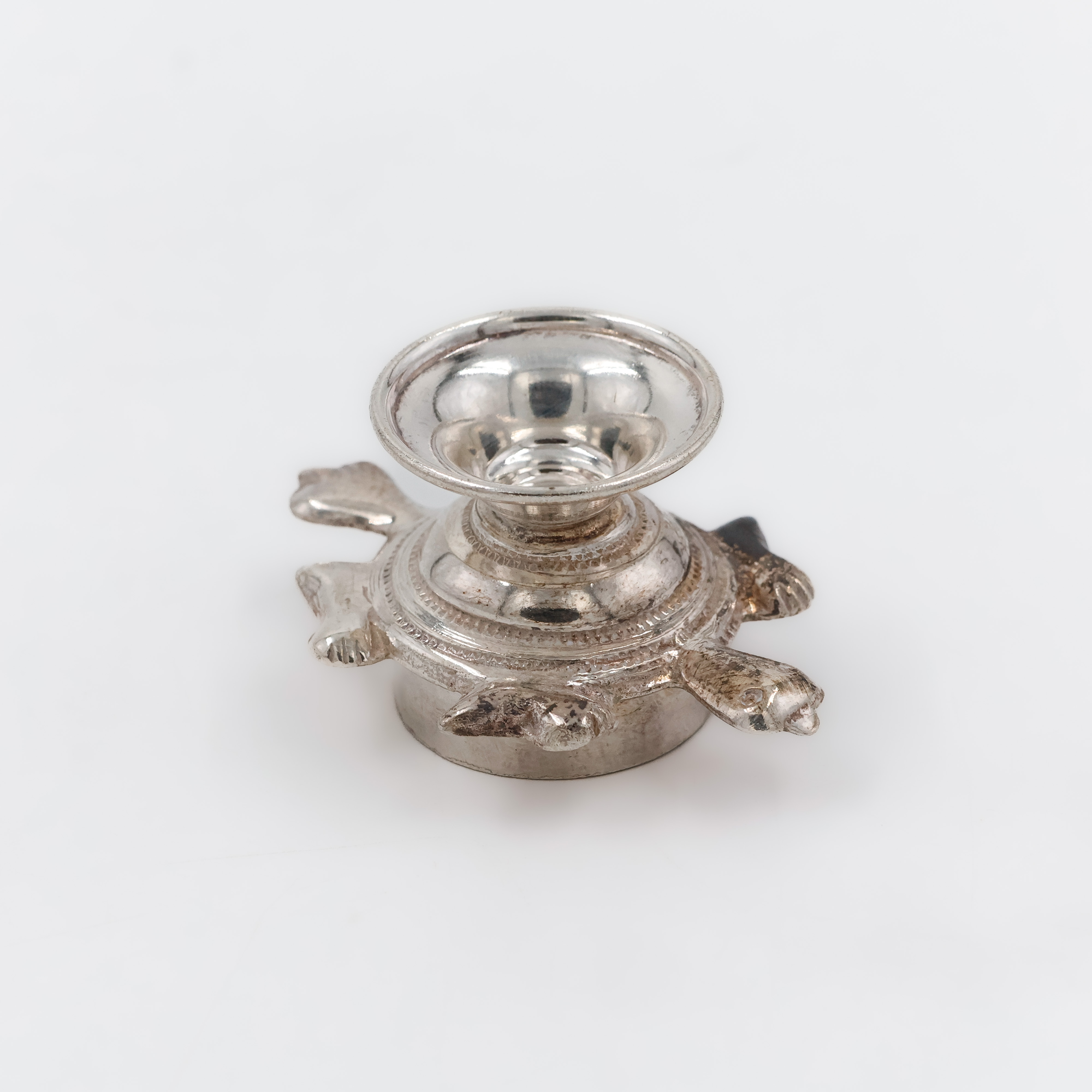 Compact Floral Silver Agarbatti Stand - 