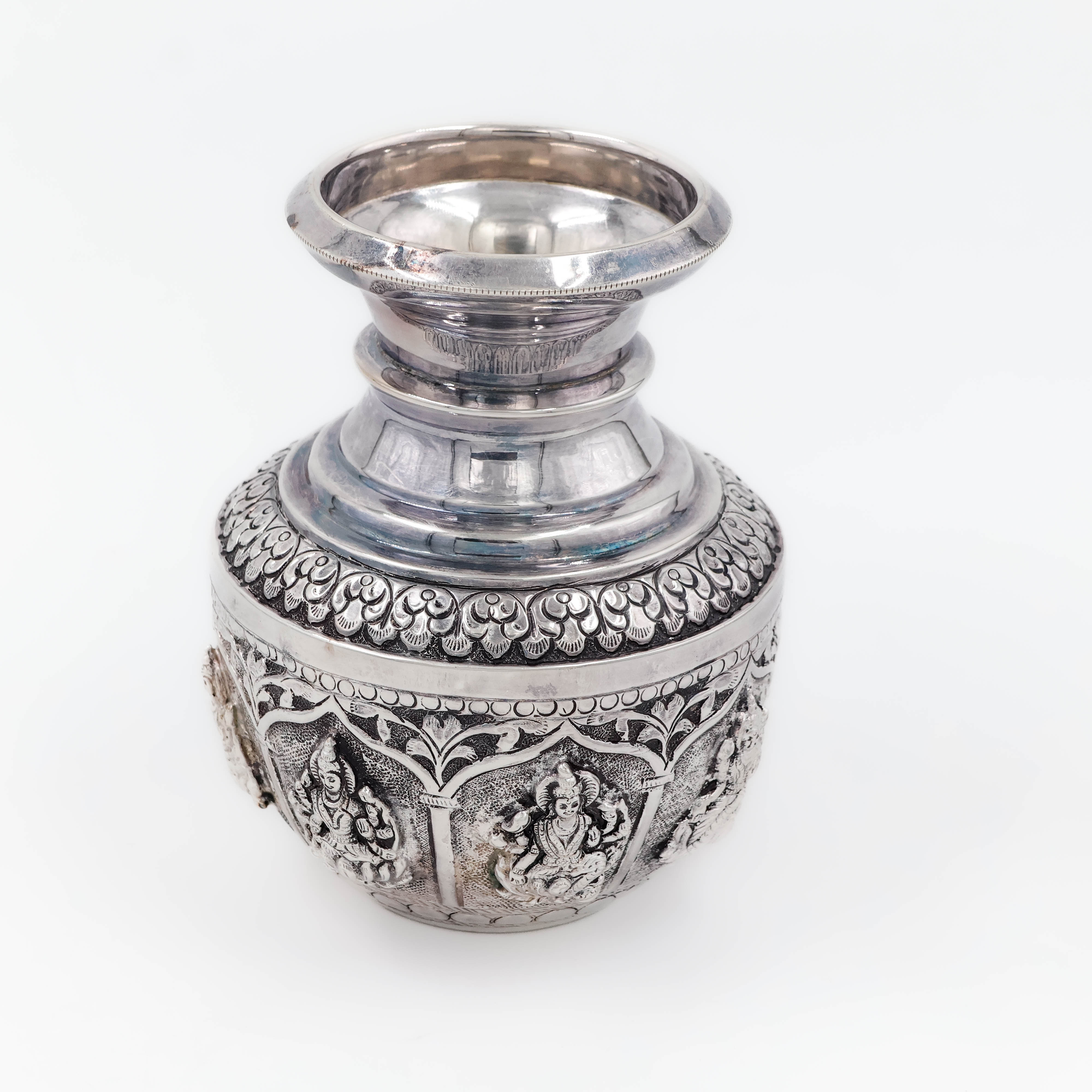 Temple Engraved Silver Lota - 