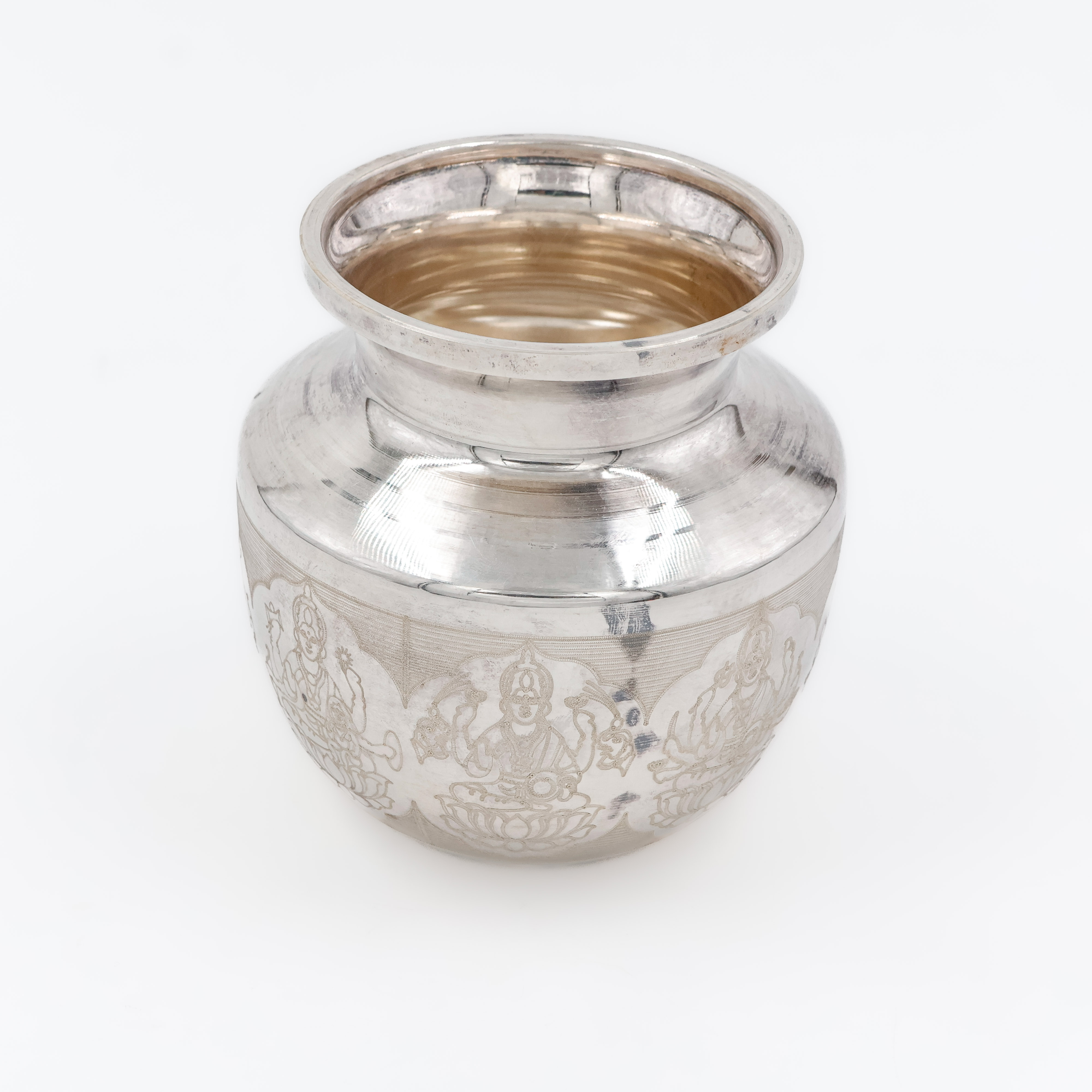 Minimal Floral Silver Lota - 
