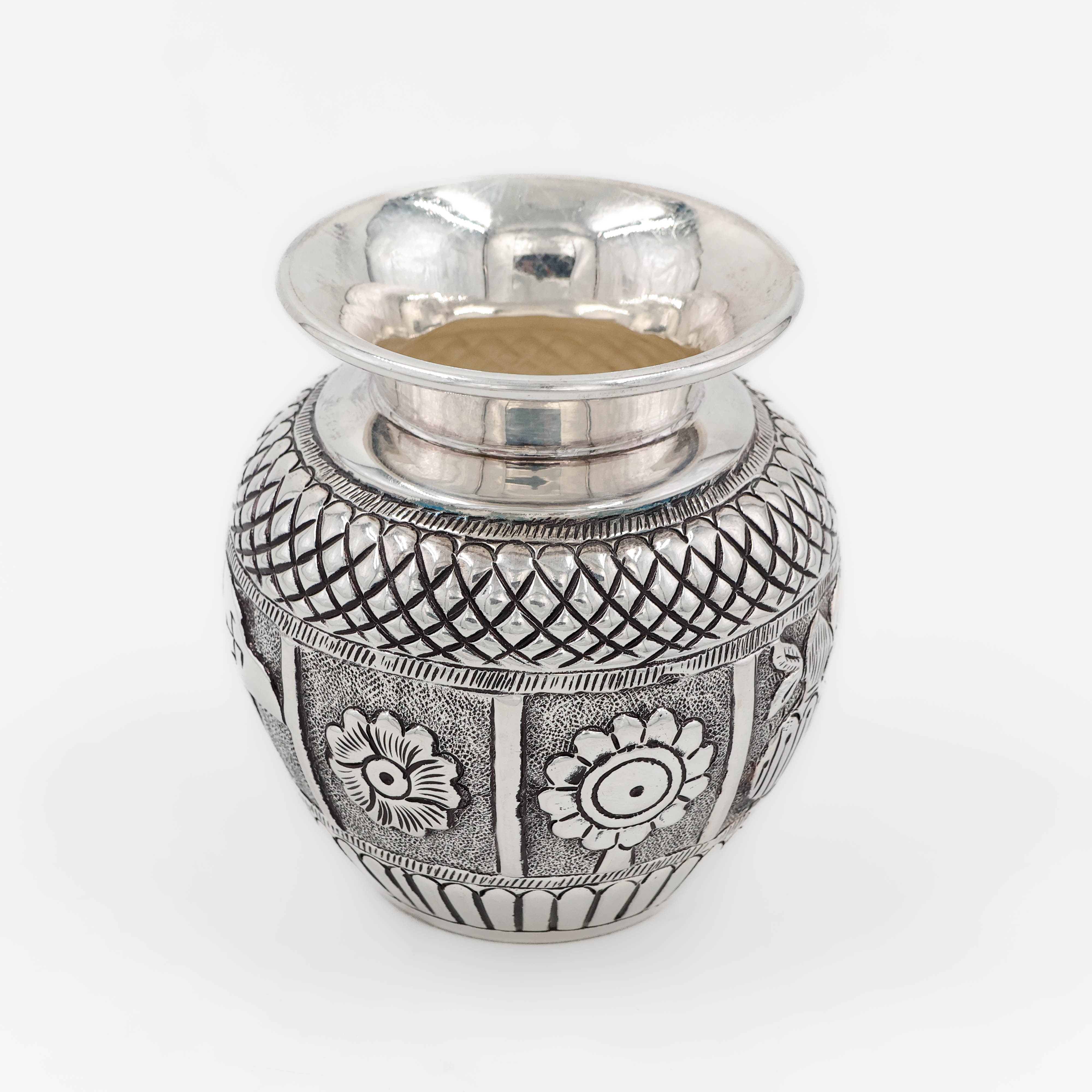 Peacock Motif Silver Lota - 