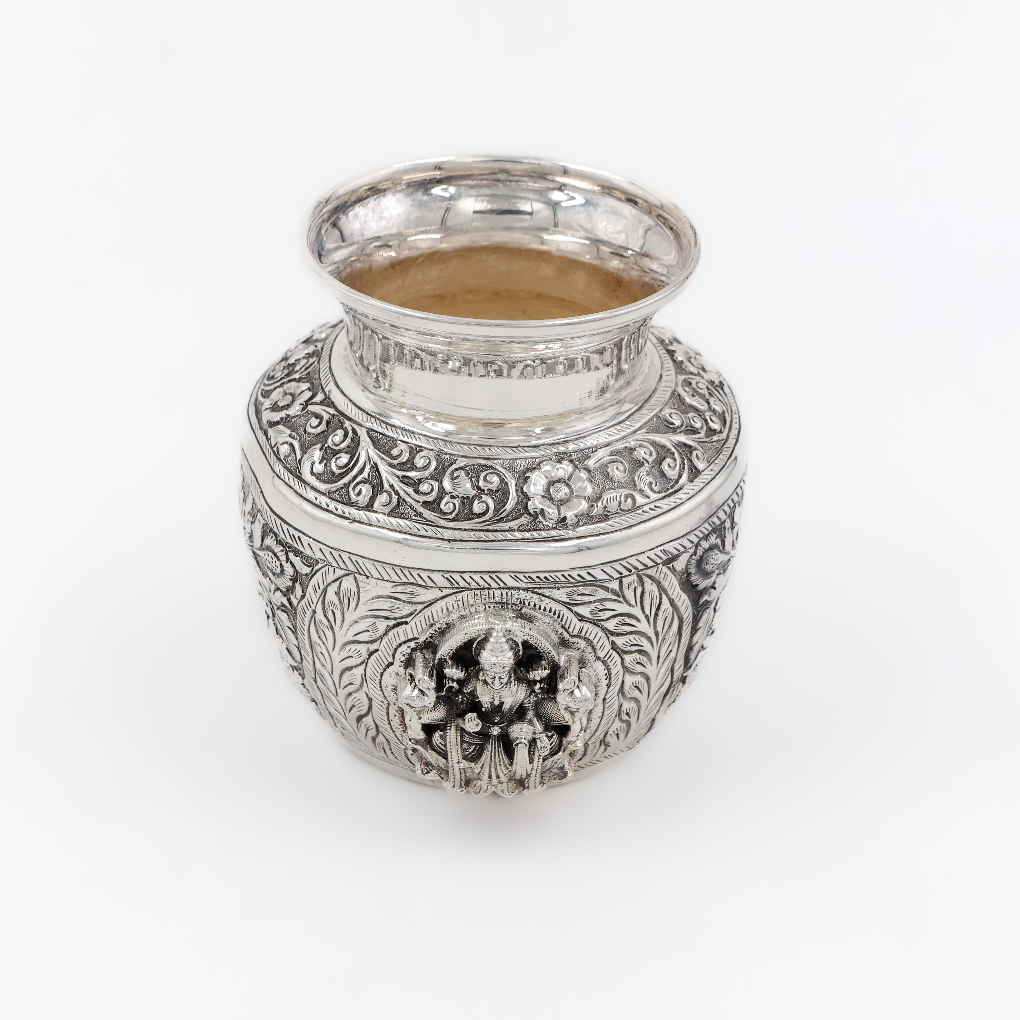 Antique Cow & Calf Silver Lota - 