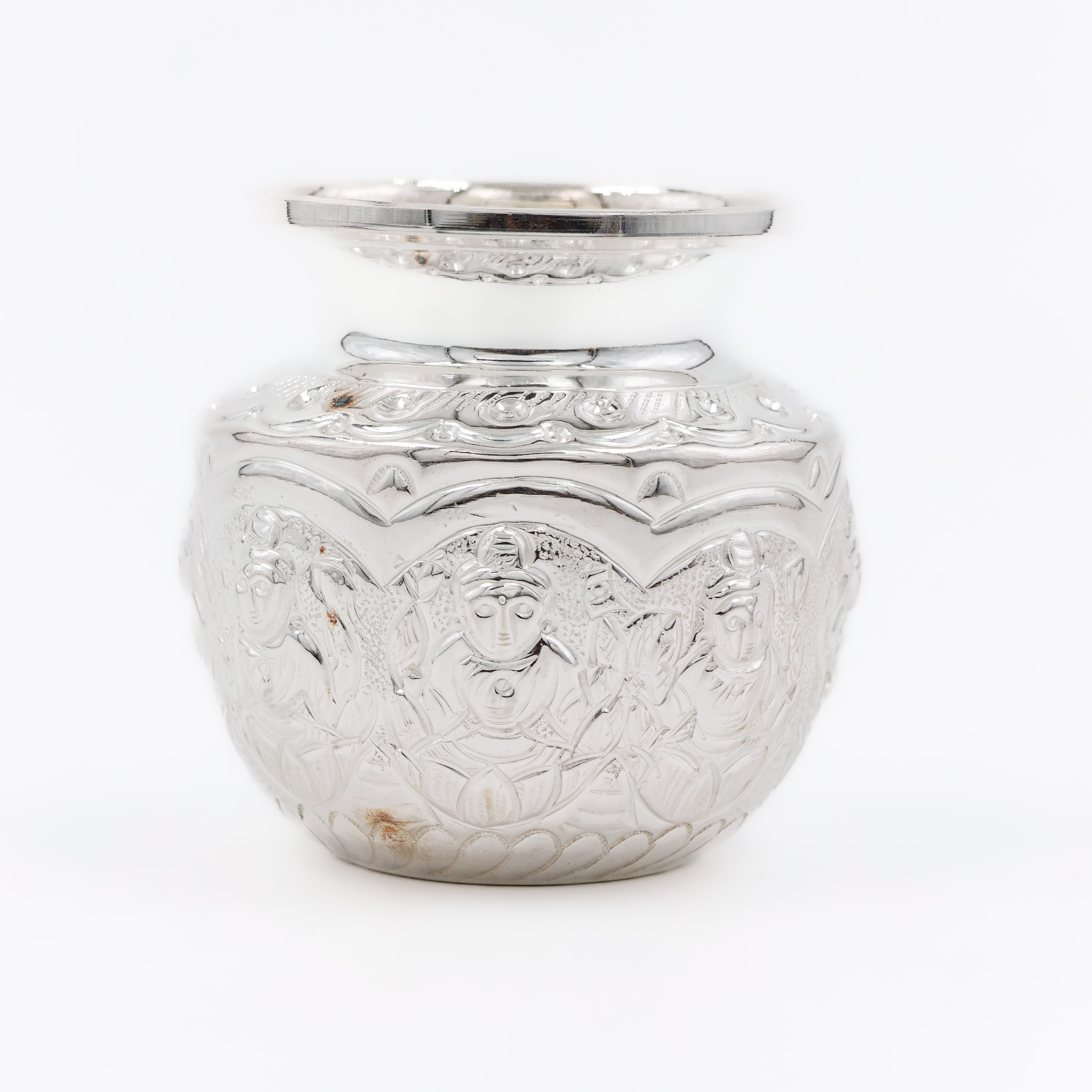 Elegant Floral Silver Lota - 