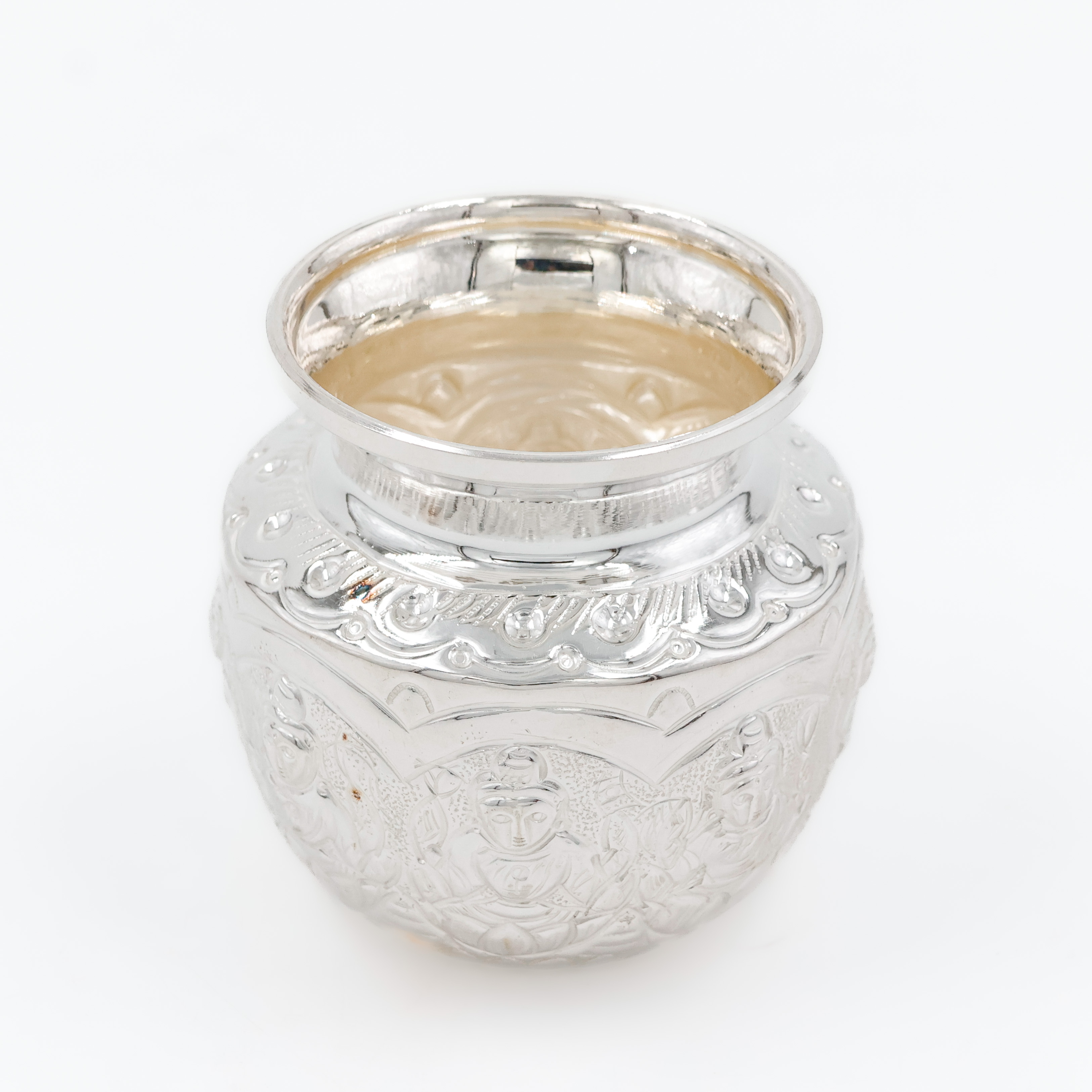 Elegant Floral Silver Lota - 