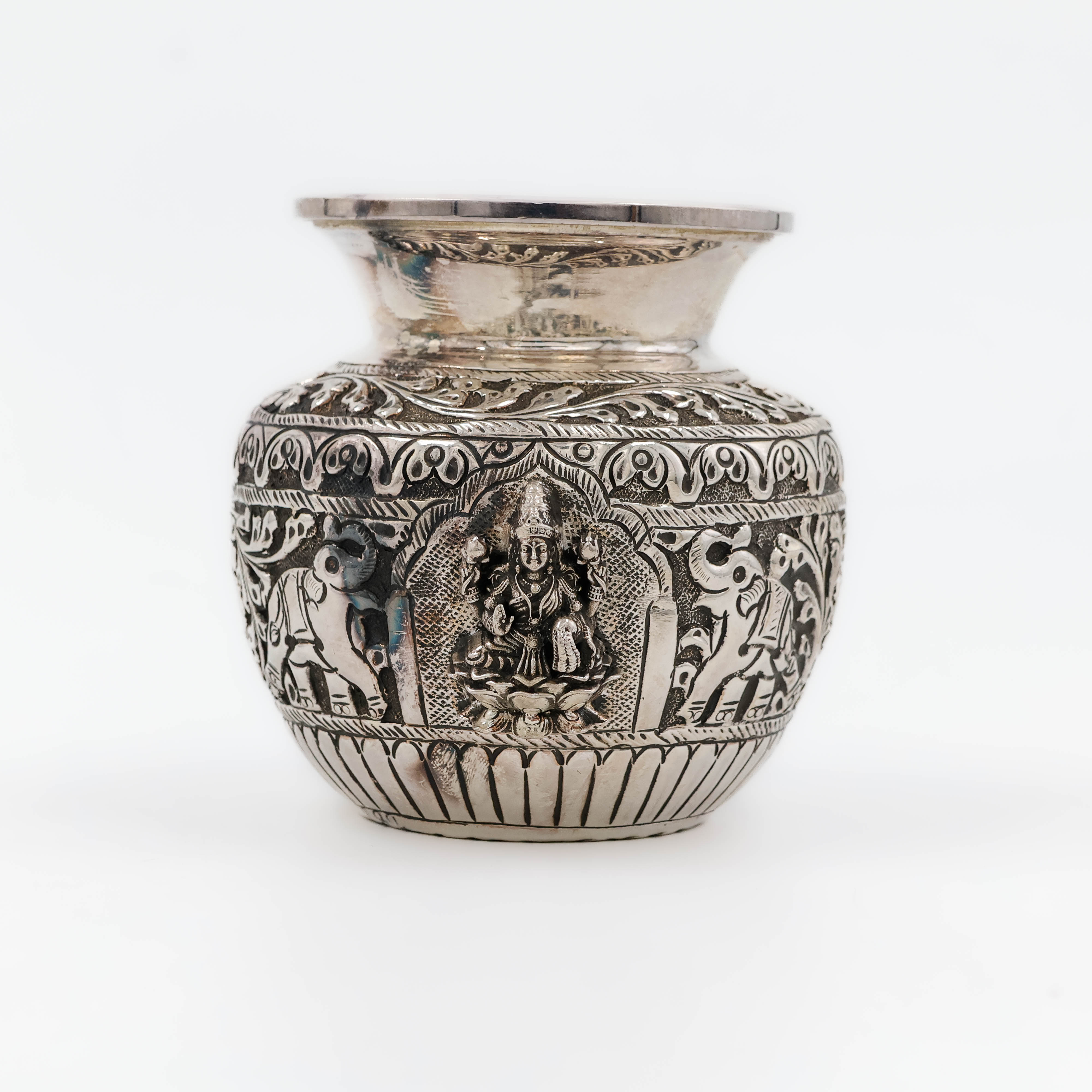 Hand Carved Silver Lota - 