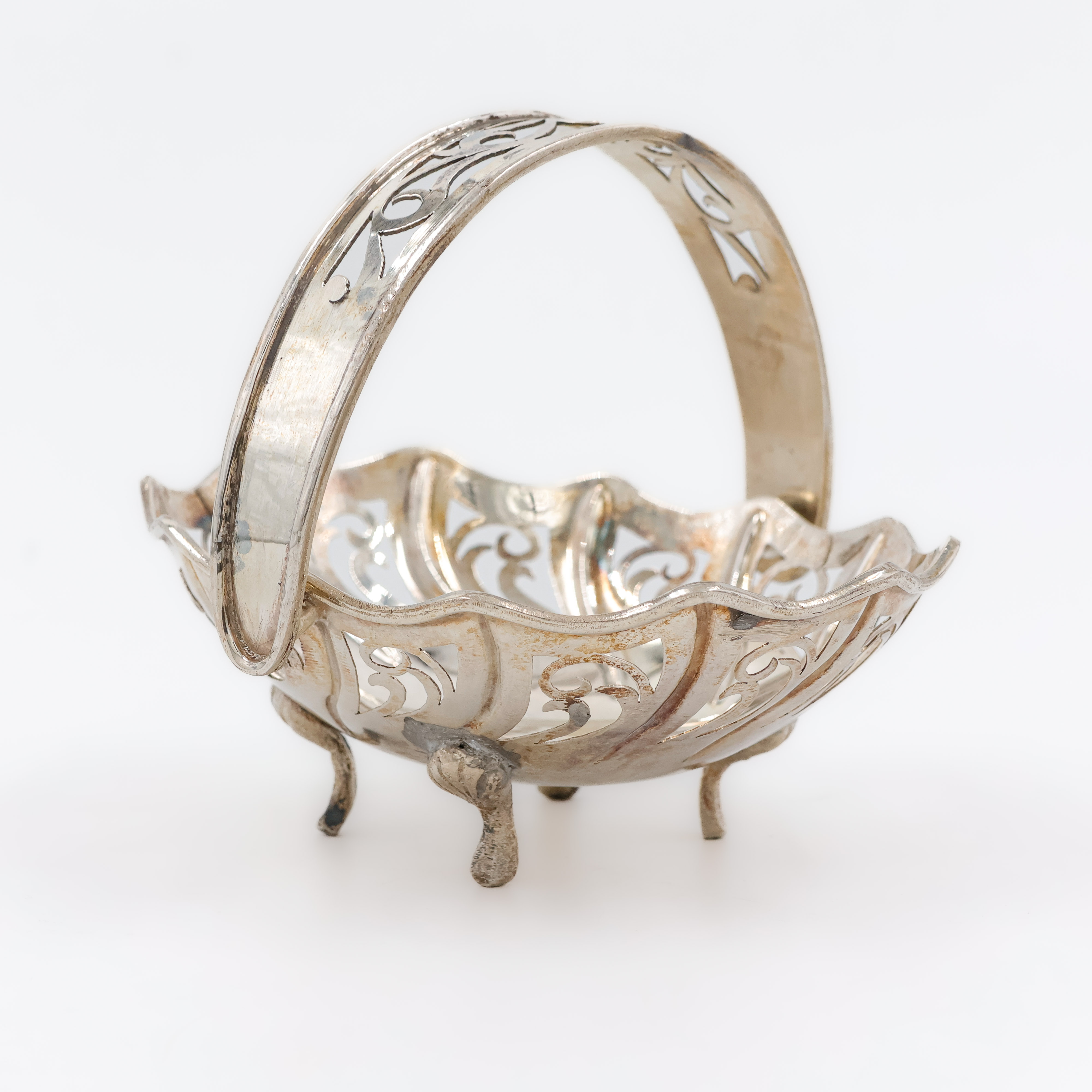 Royal Lotus Handle Silver Basket - 
