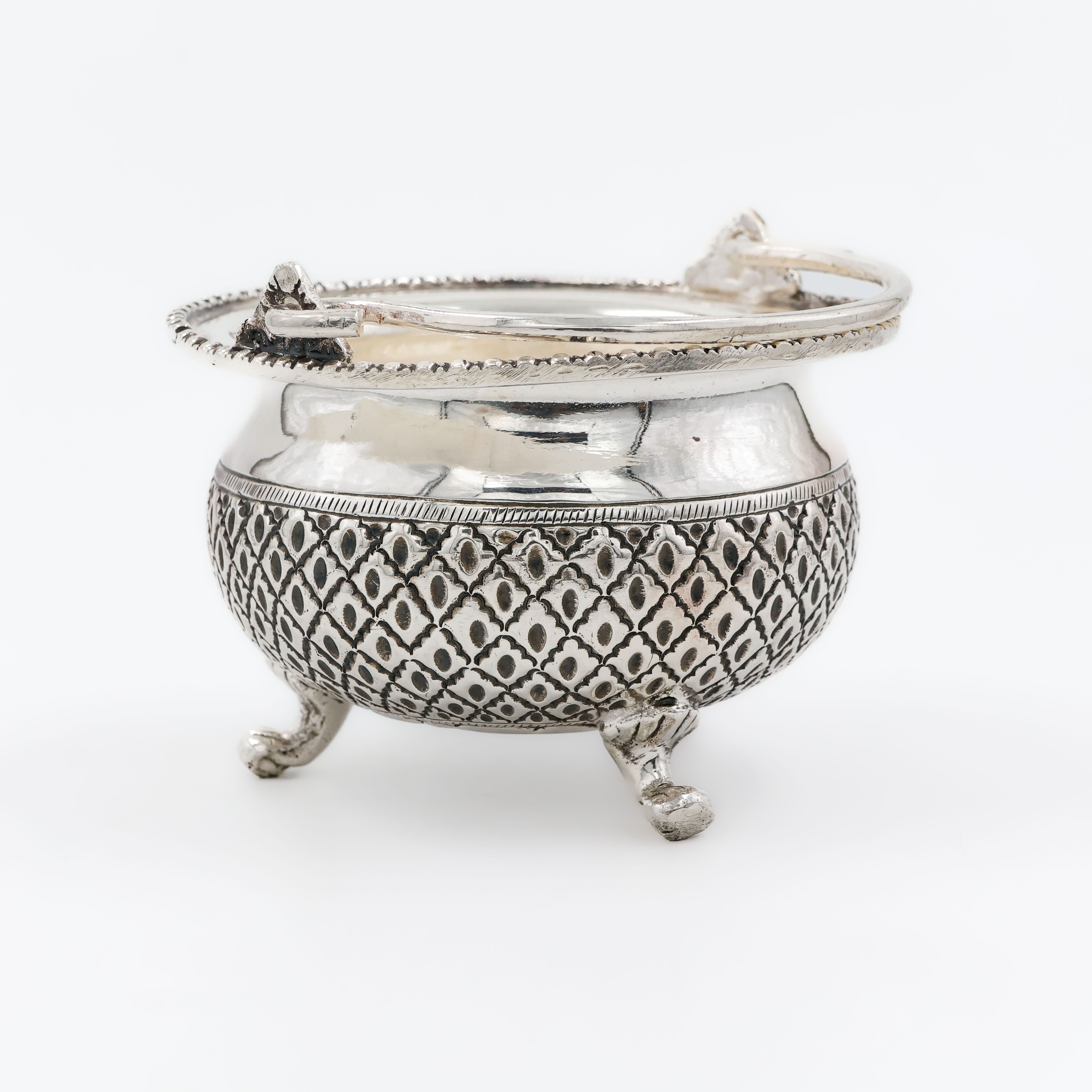 Ornate Temple Style Silver Basket - 