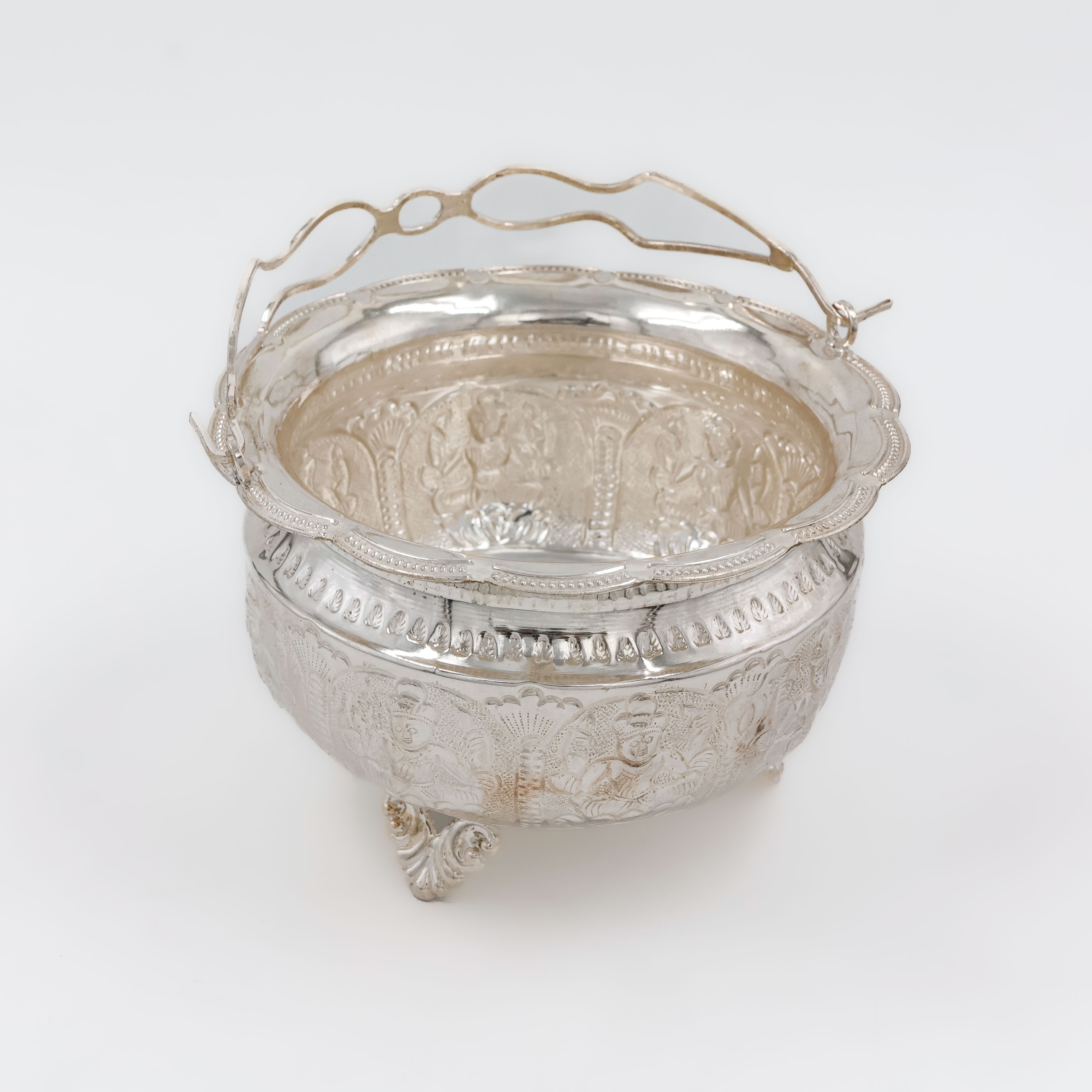 Heritage Motif Silver Basket - 