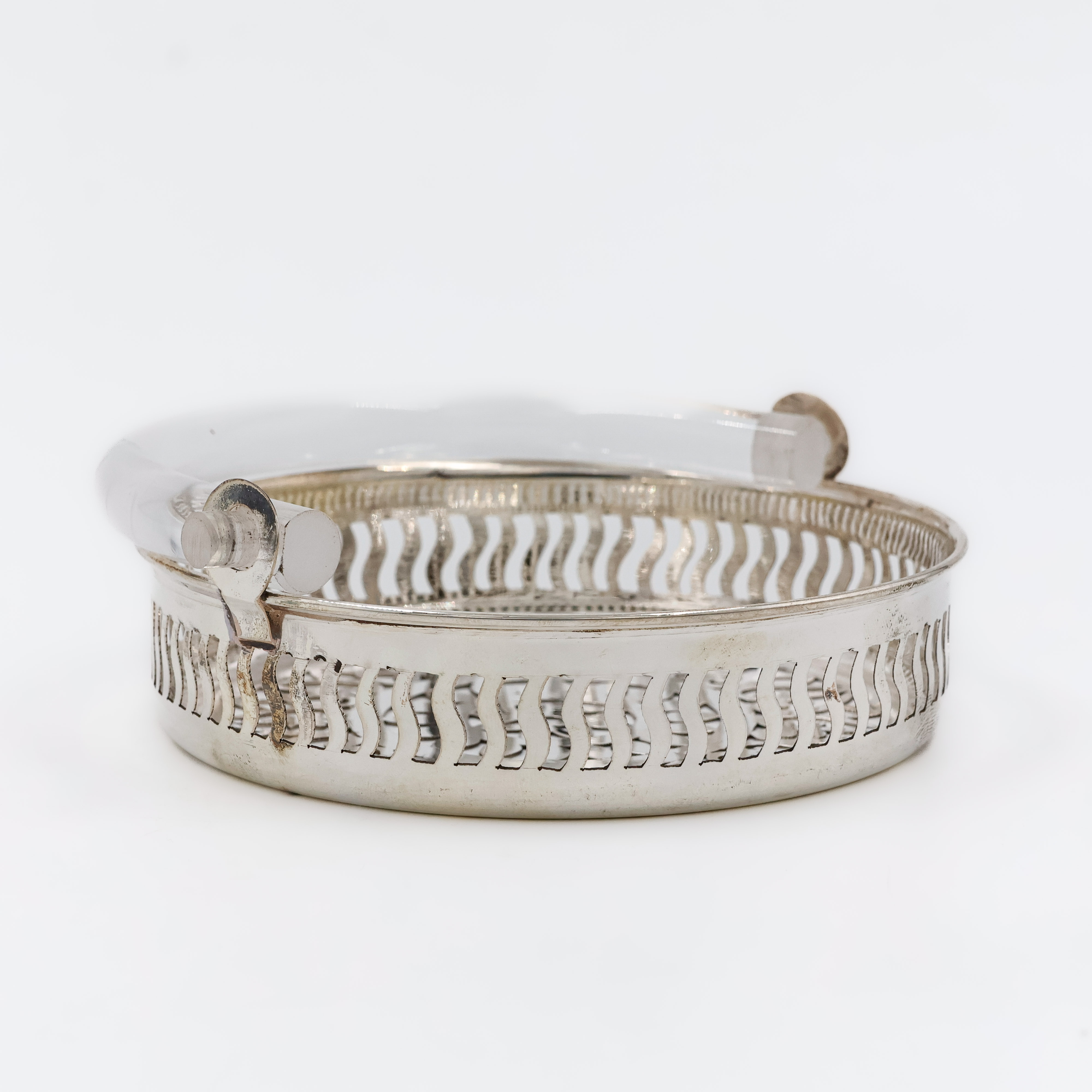 Engraved Round Silver Basket - 