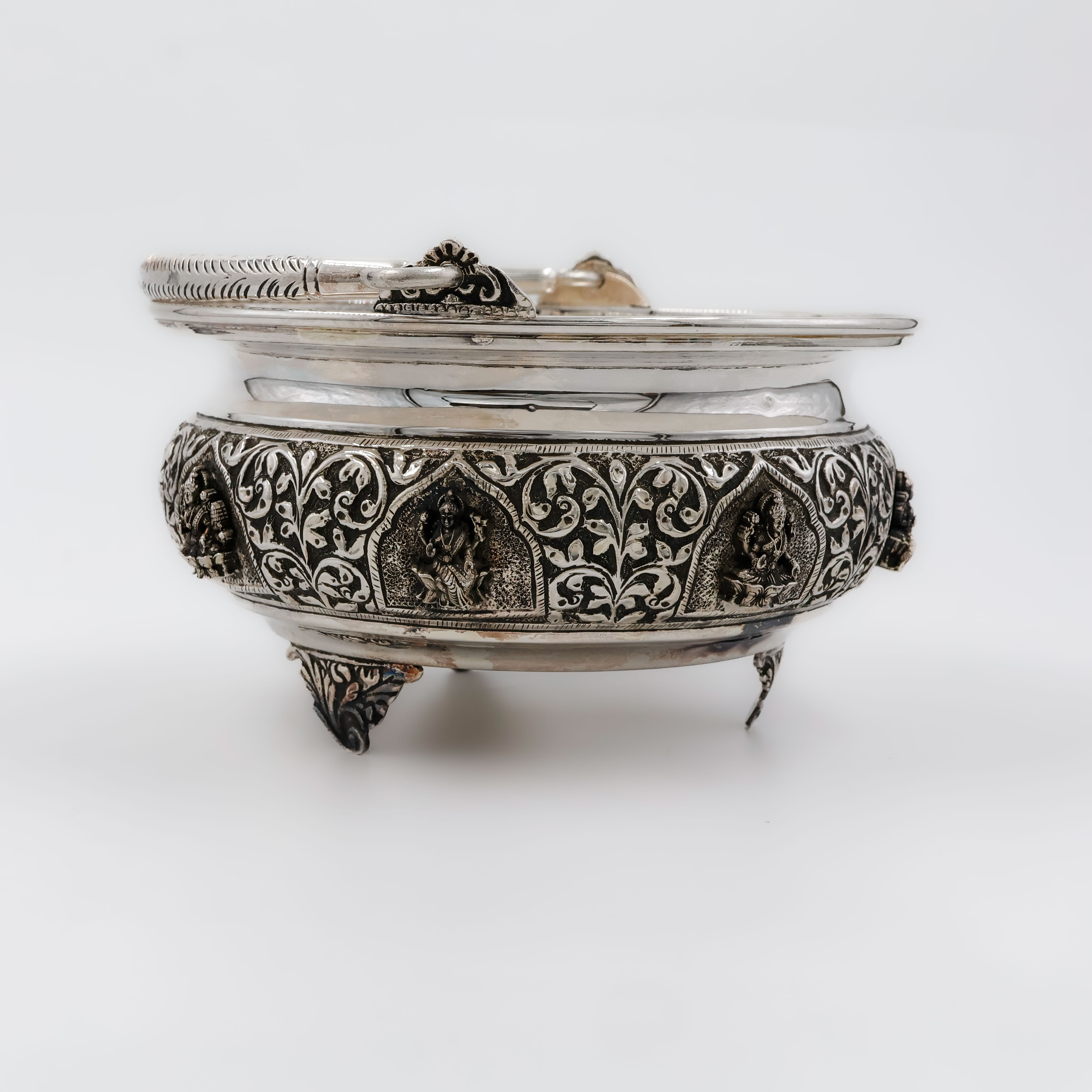 Antique Petal Design Silver Basket - 