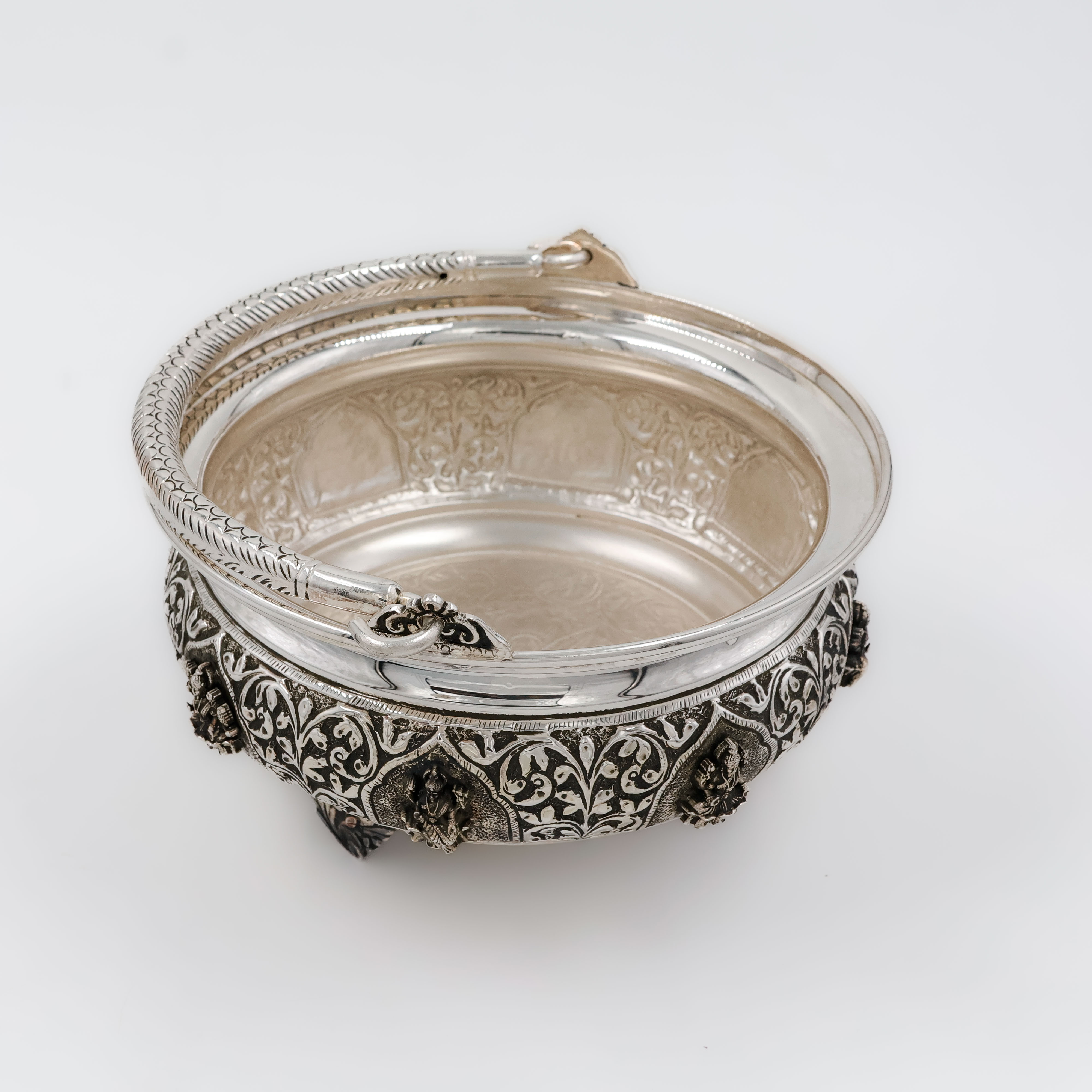 Antique Petal Design Silver Basket - 