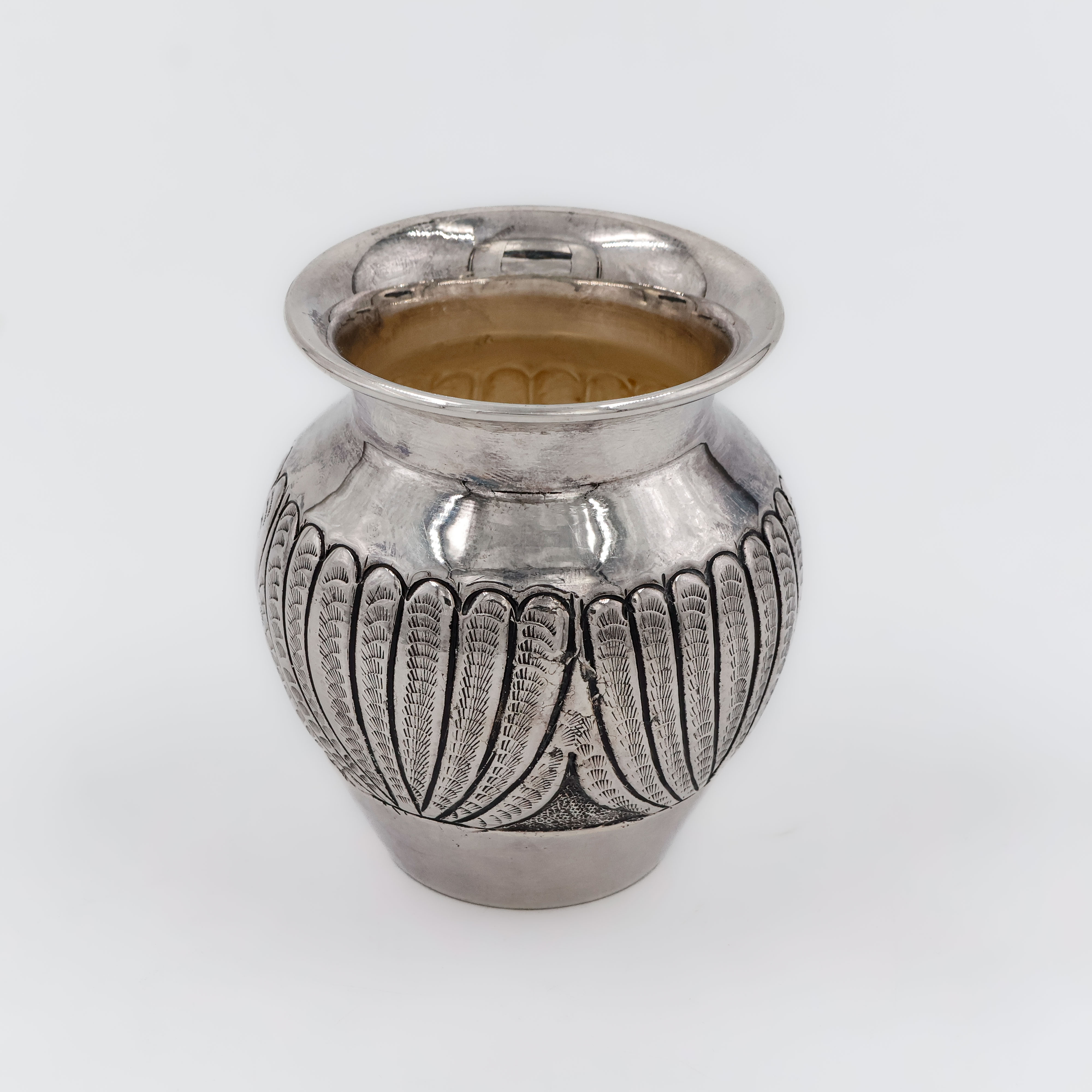 Classic Floral Engraved Silver Kalash - 