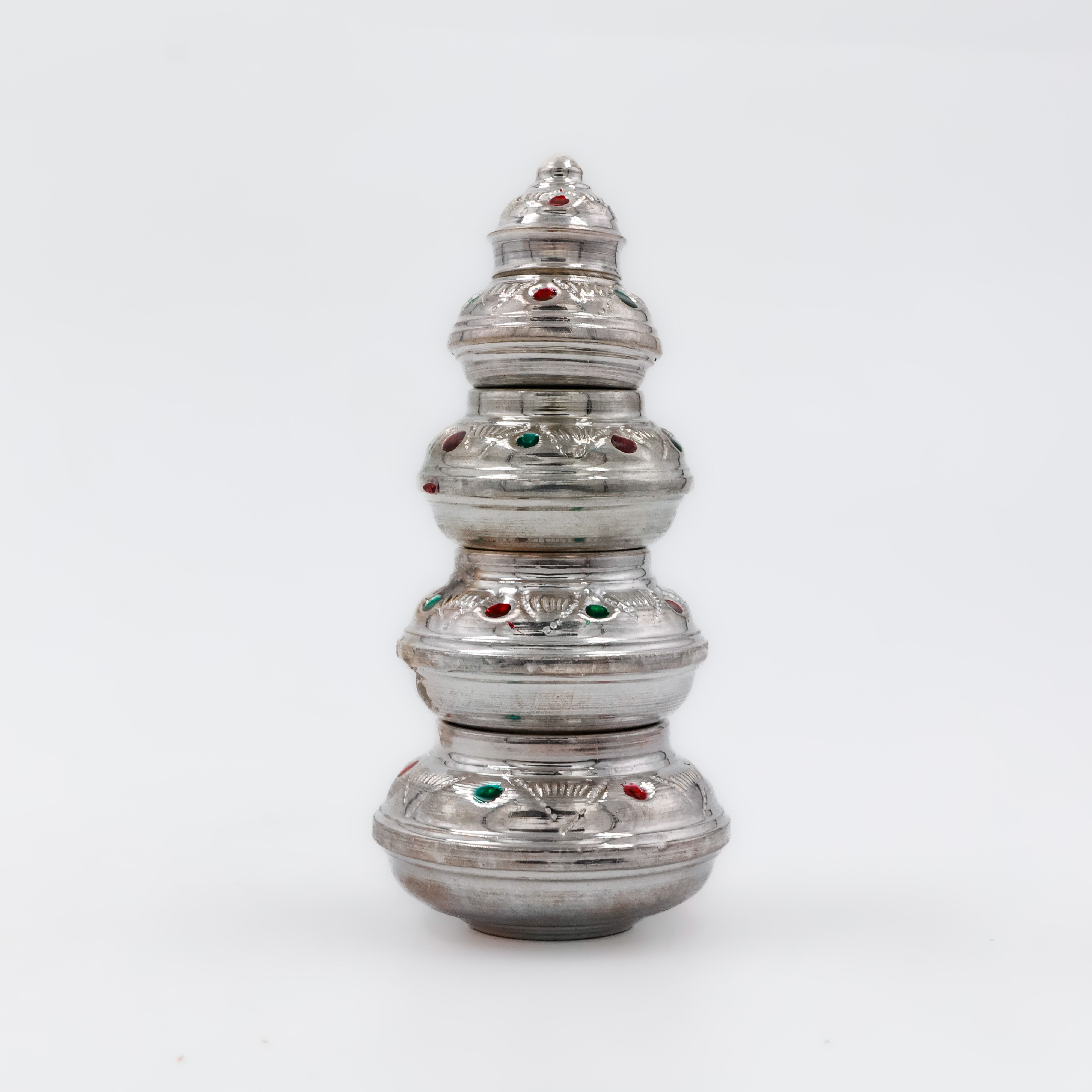 Gemstone Studded Silver Donthulu - 