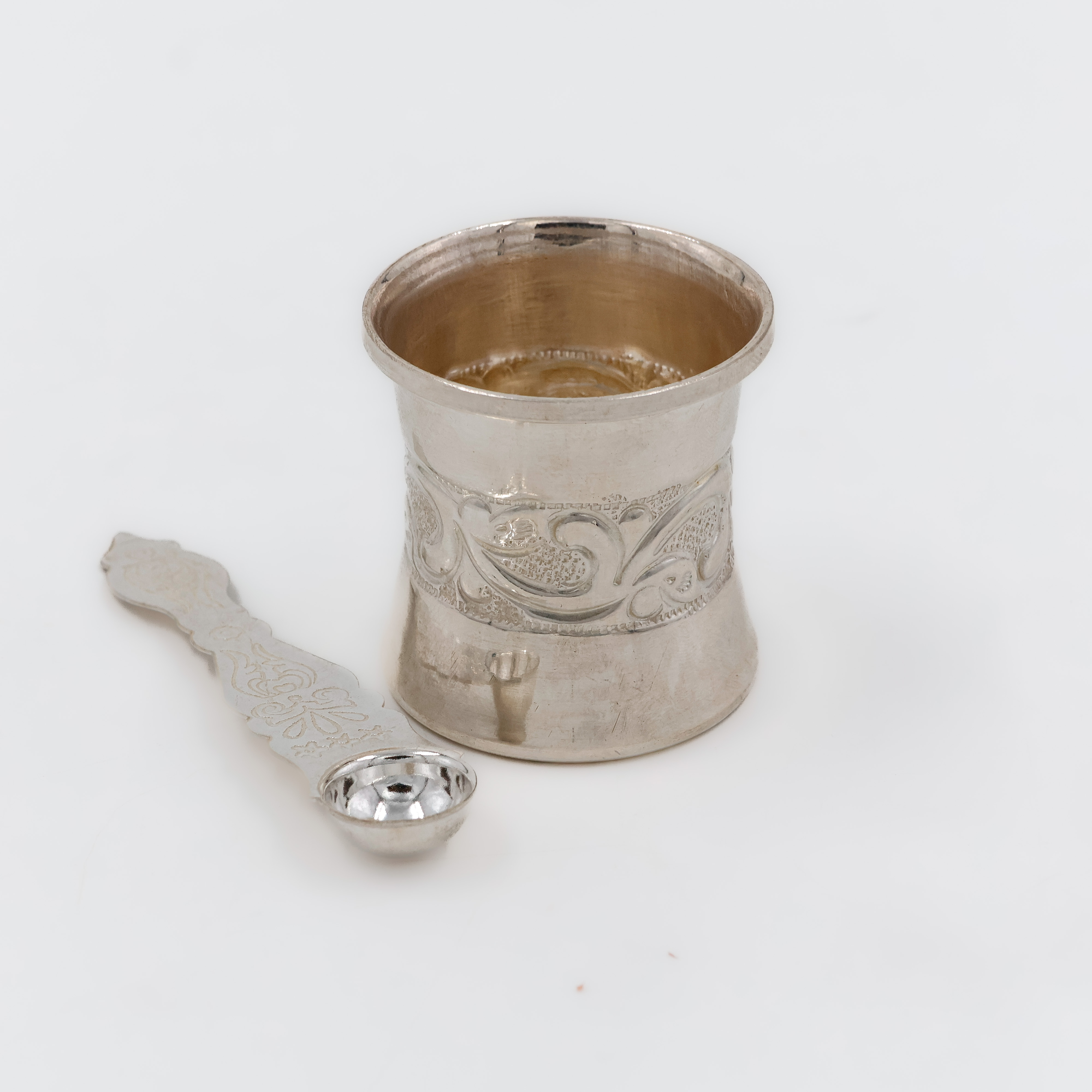 Designer Silver Panchpatra with Spoon - 