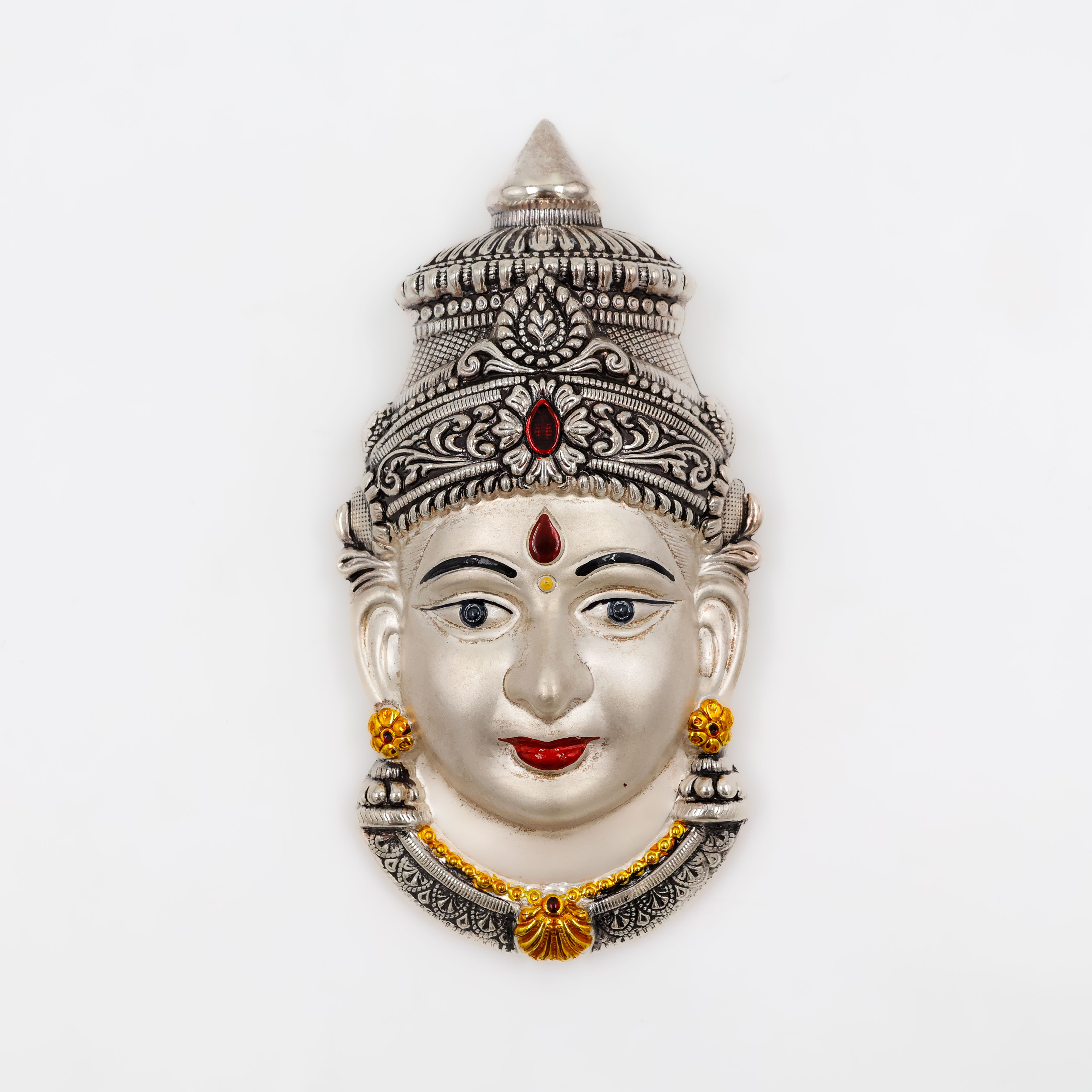 Silver Laksmi Face Antique Finish - Silver Articles