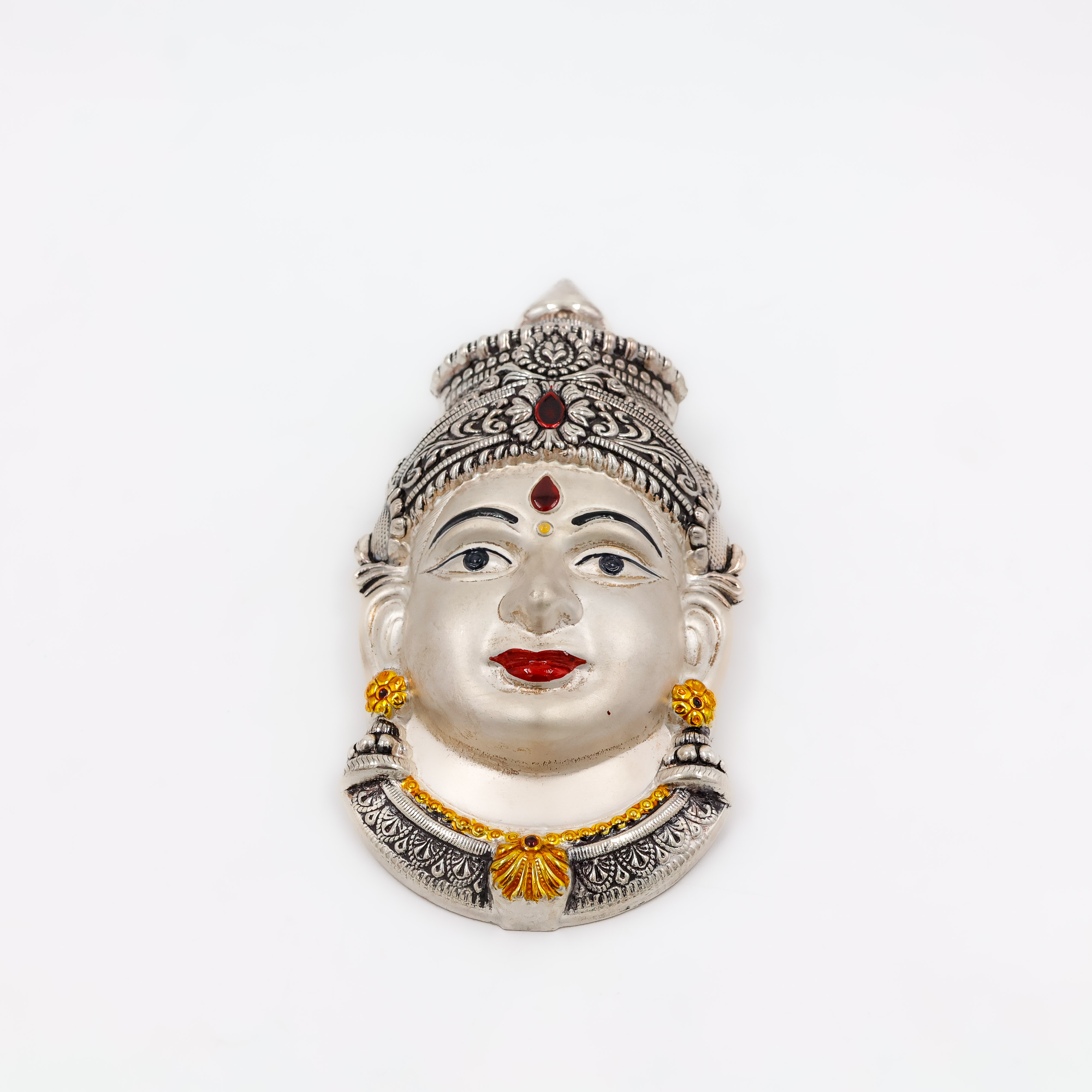 Silver Laksmi Face Antique Finish - Silver Articles