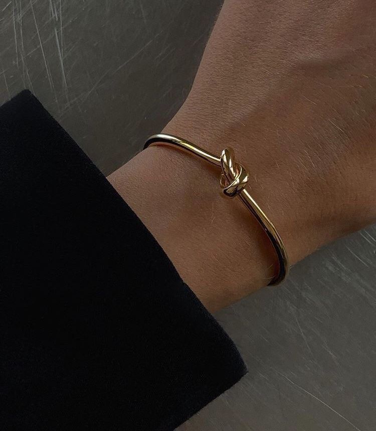 Heart Infinity Knot Gold Cuff Bracelet